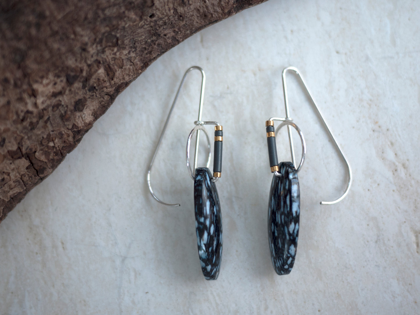 Petrified Palm Wood Sculptural Earrings