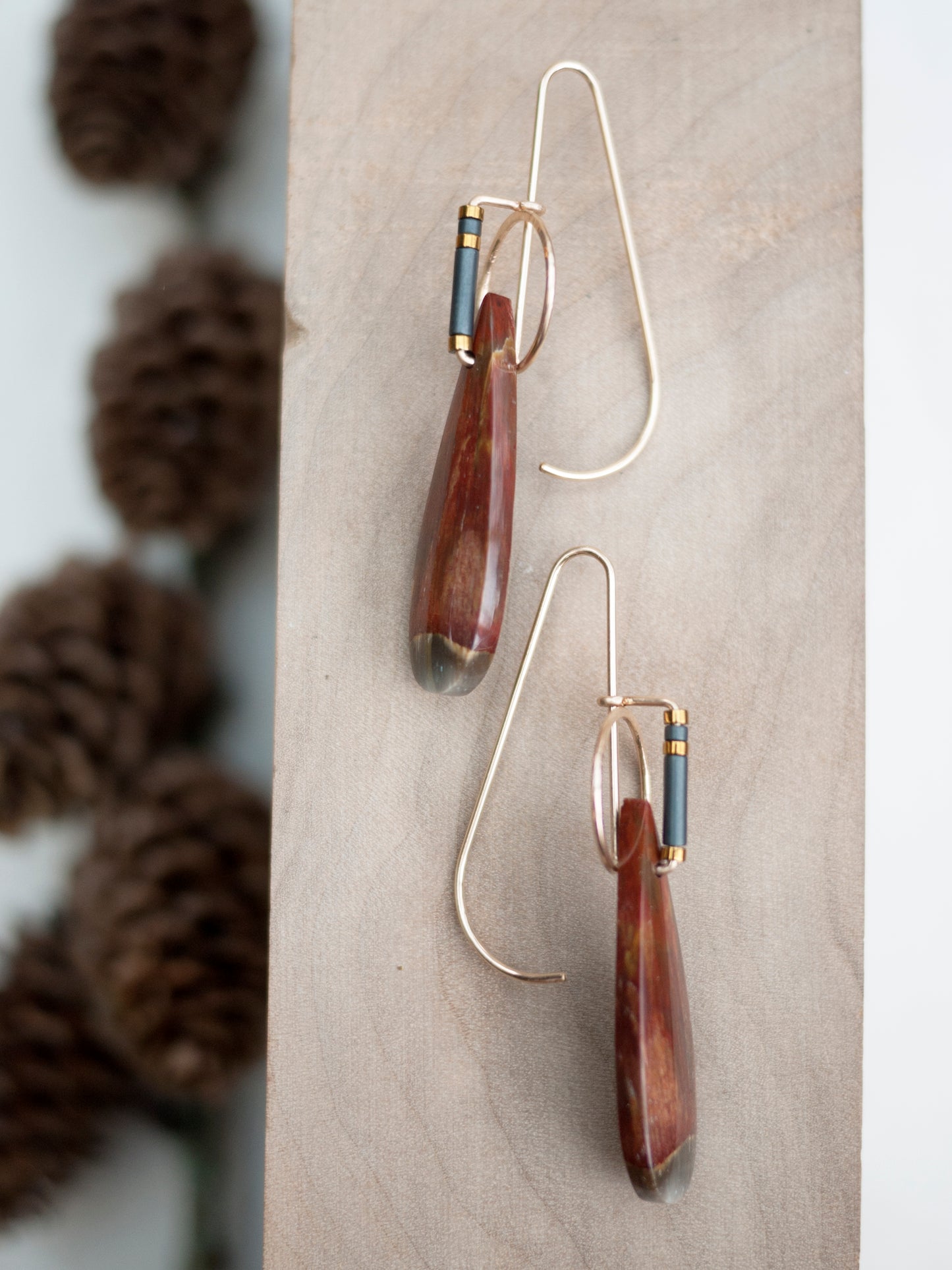 Petrified Wood Sculptural Earrings