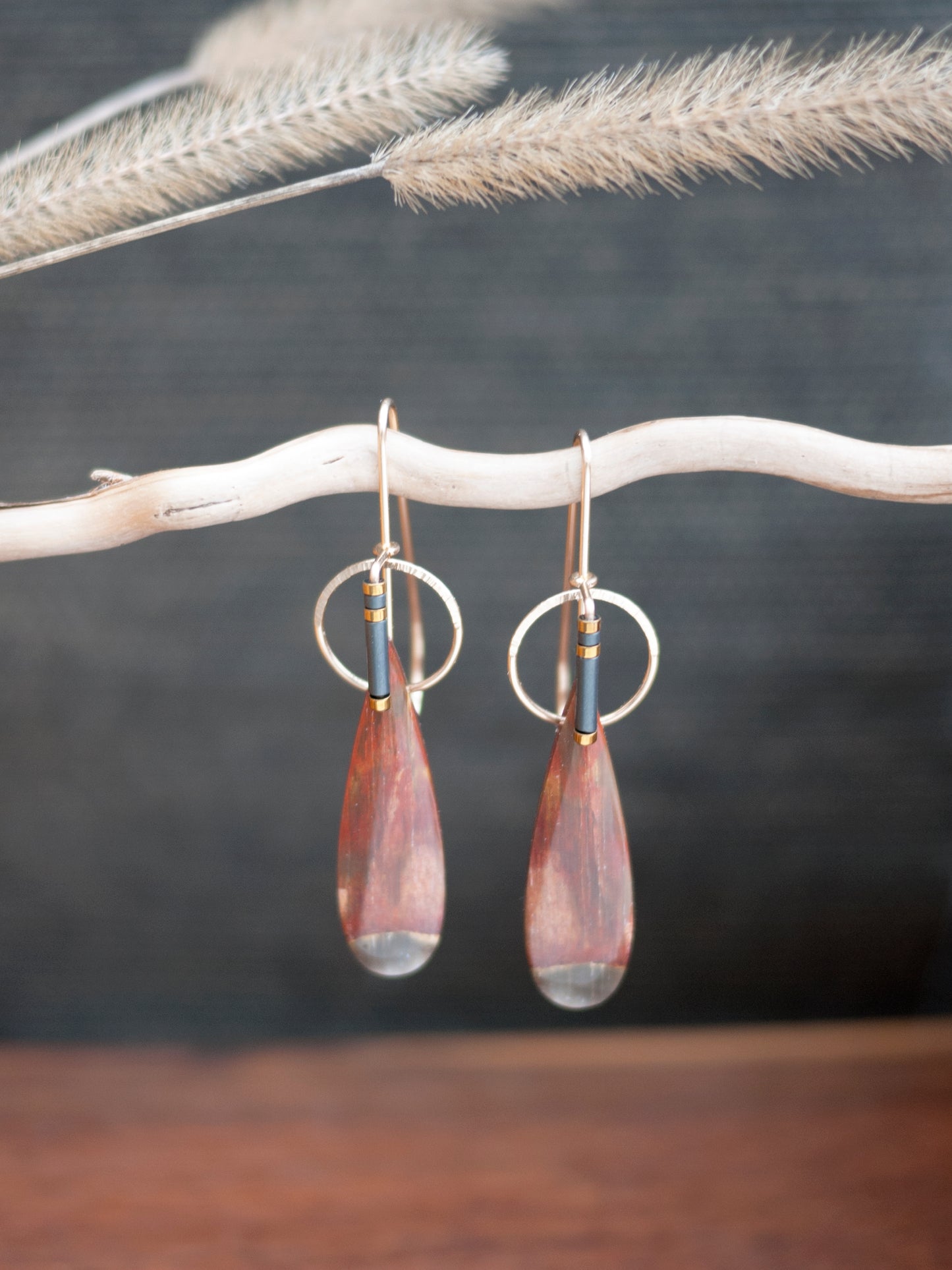 Petrified Wood Sculptural Earrings