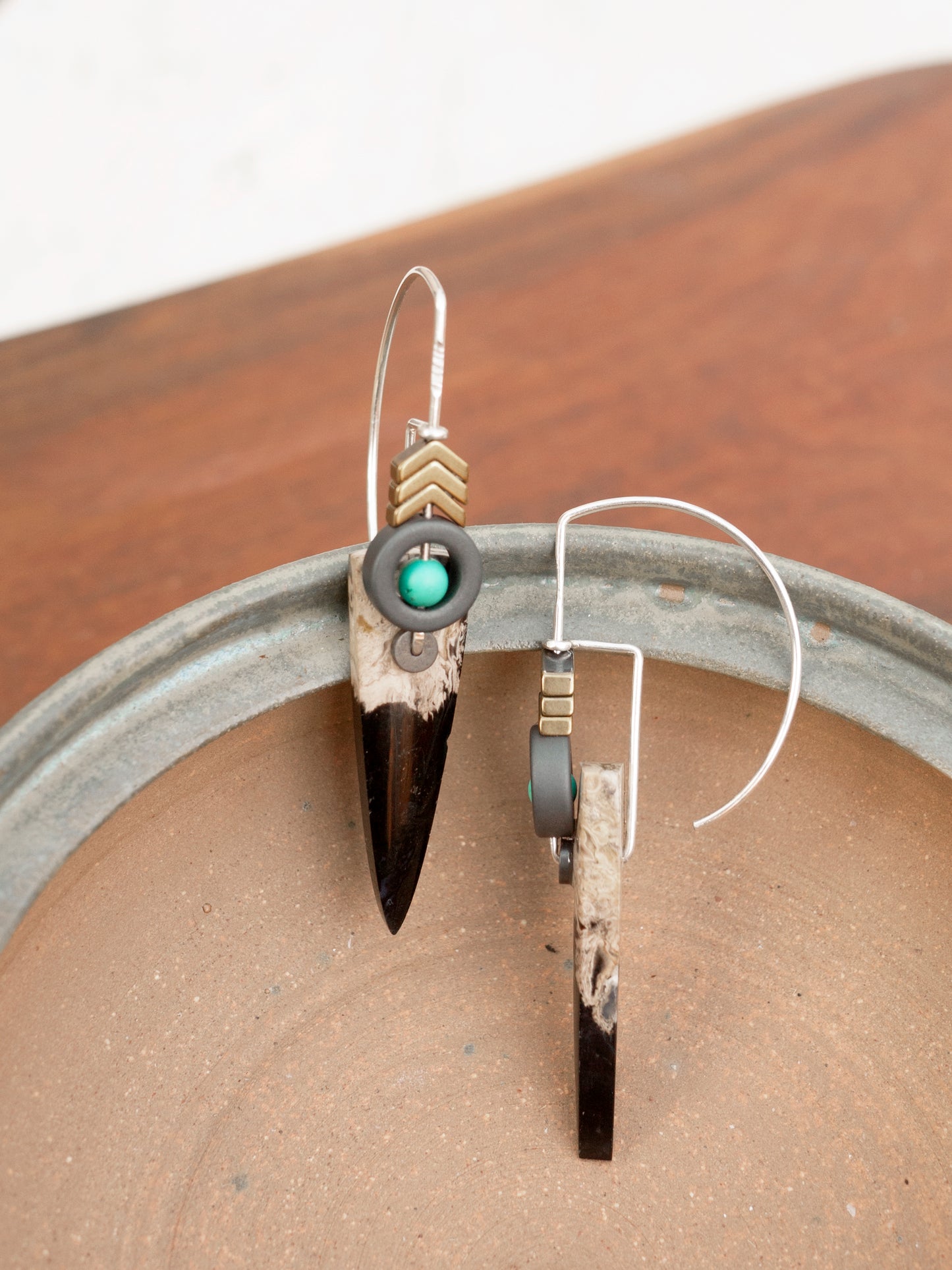 Petrified Palm Root Spear Earrings