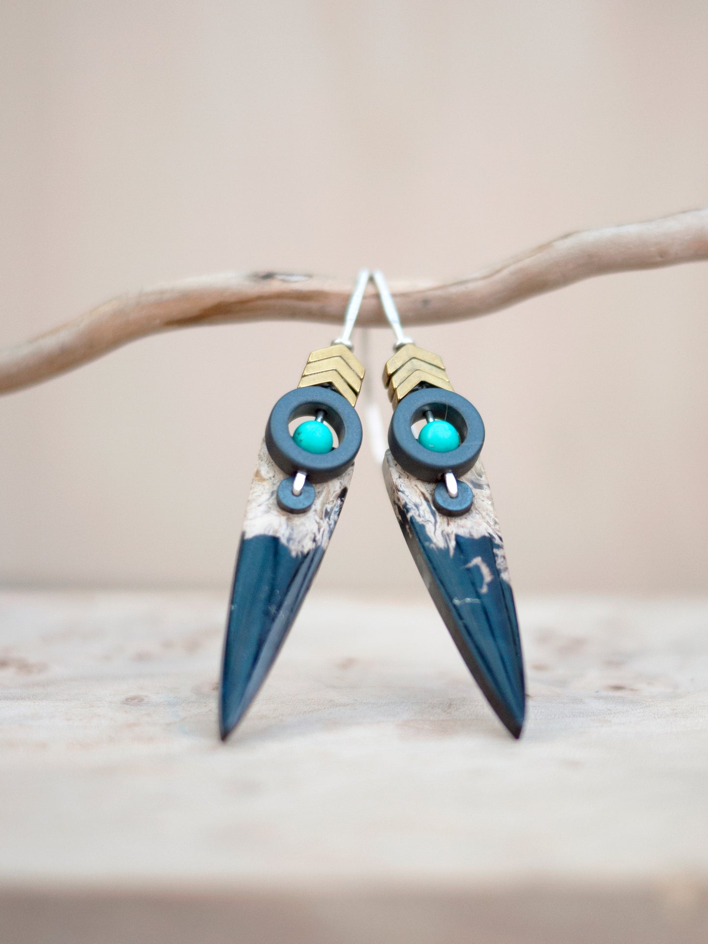 Petrified Palm Root Spear Earrings