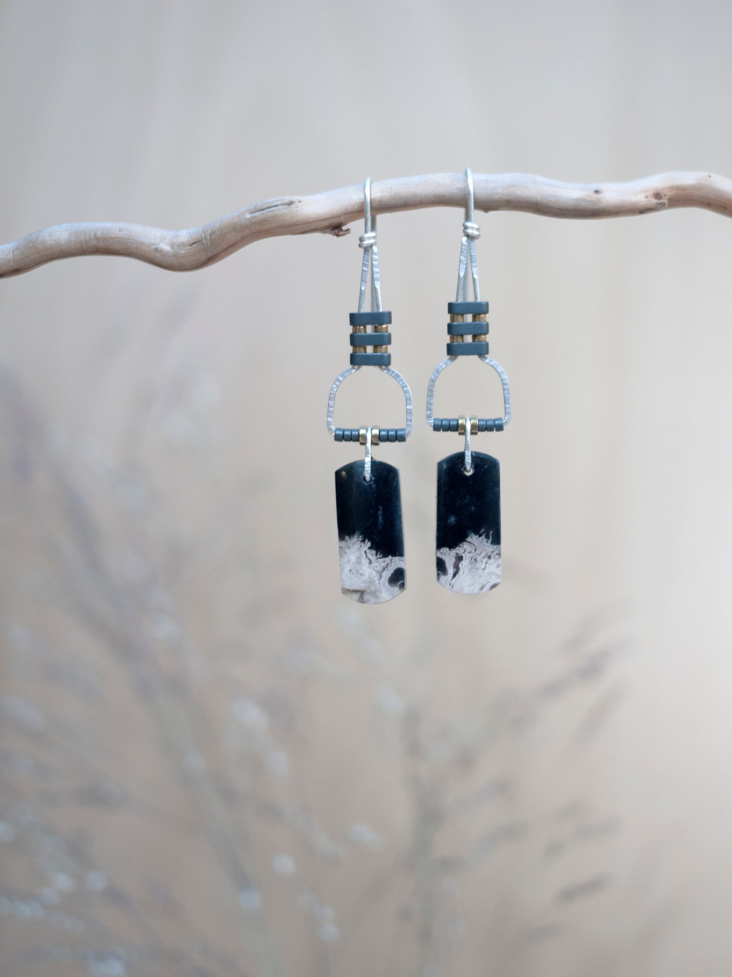 Petrified Palmroot Dangle Earrings