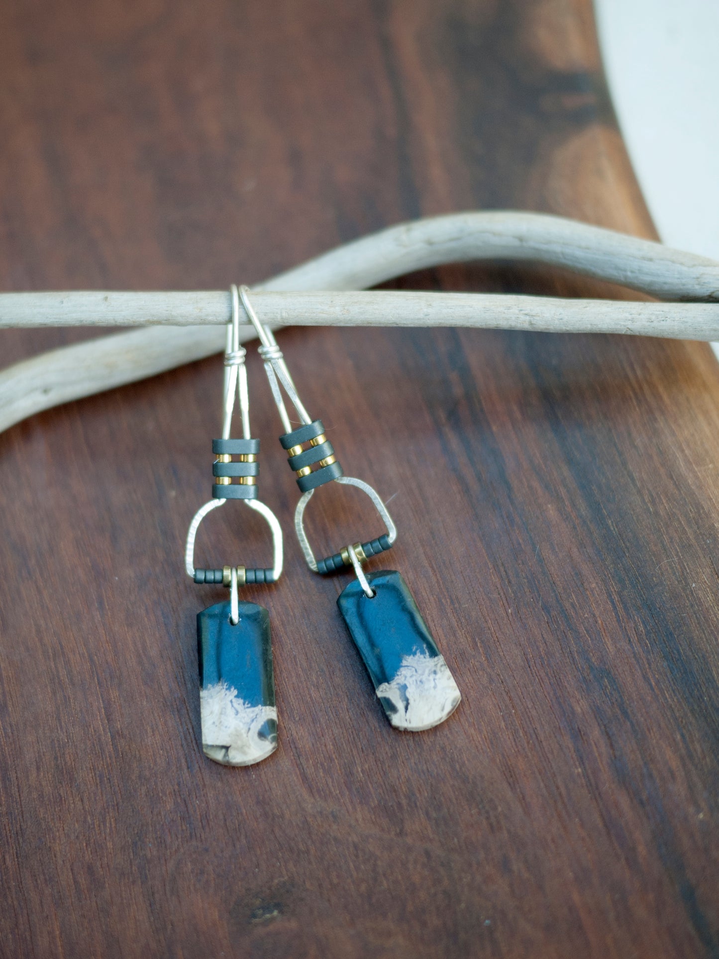 Petrified Palmroot Dangle Earrings