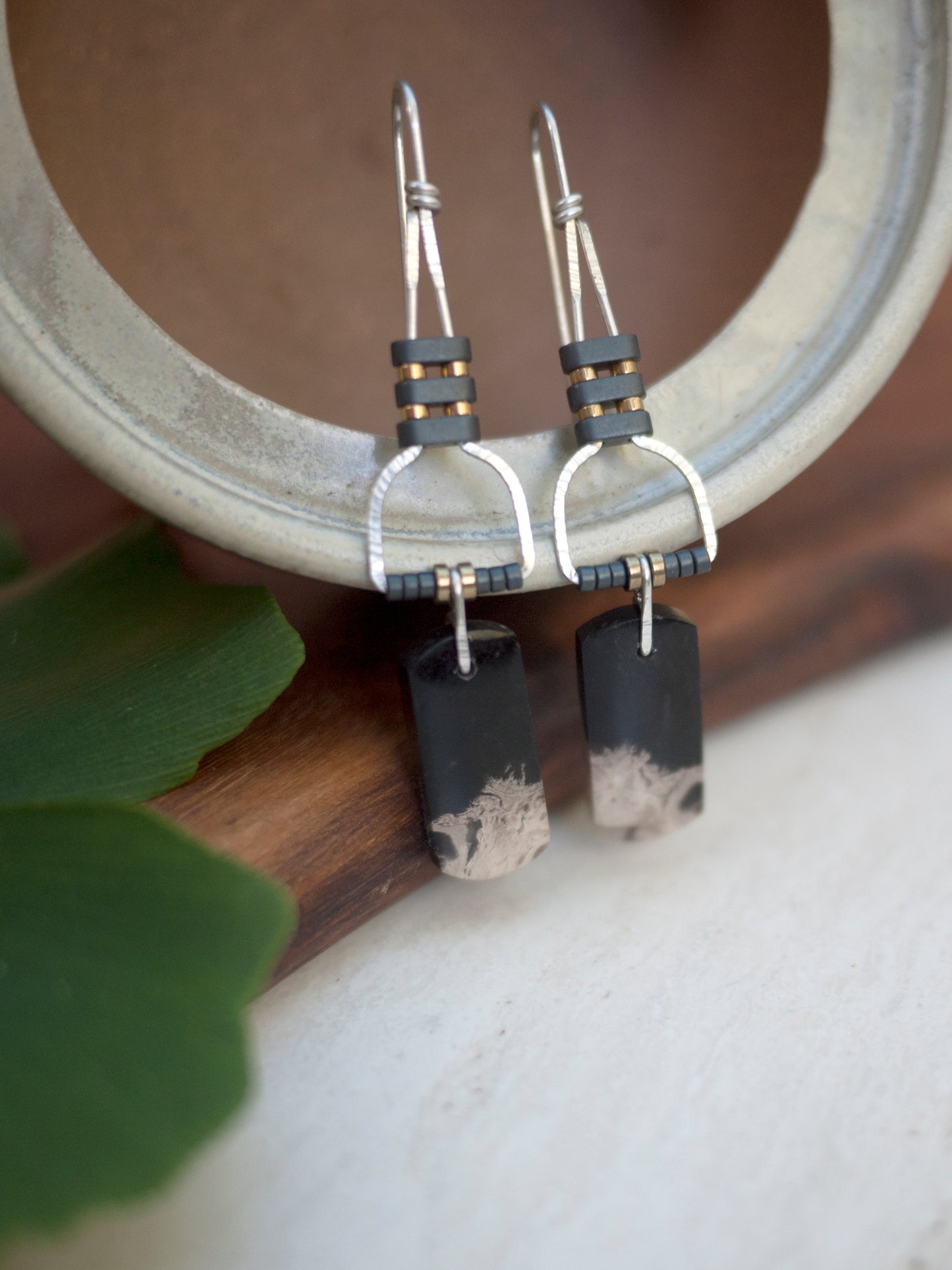 Petrified Palmroot Dangle Earrings