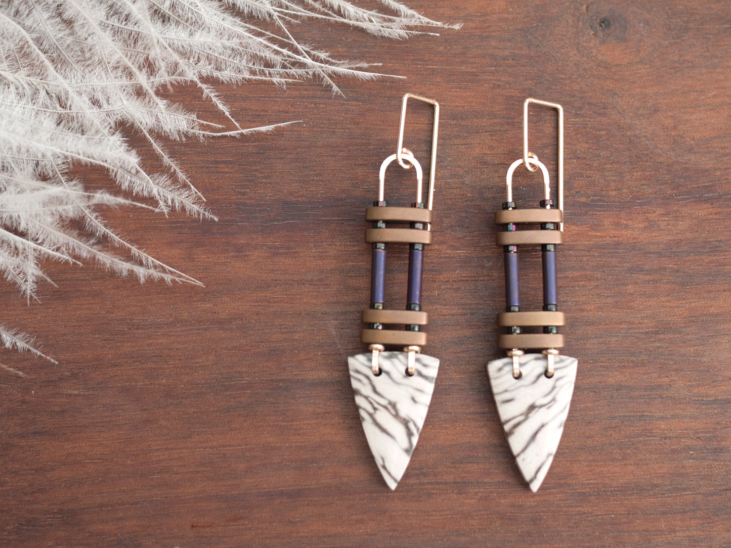 Petrified Wood Dangle Earrings