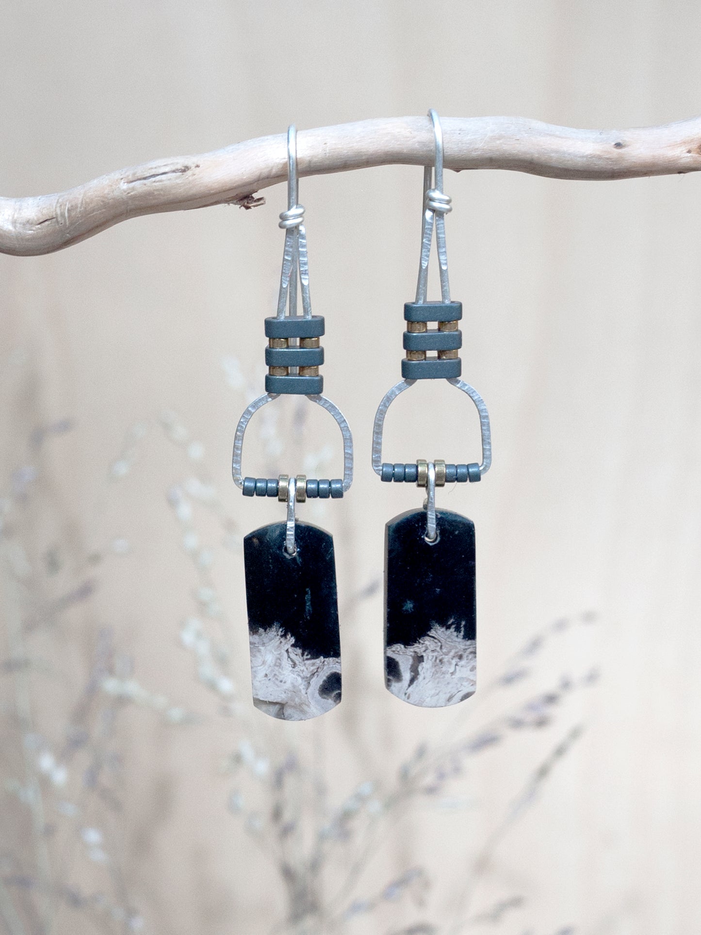 Petrified Palmroot Dangle Earrings