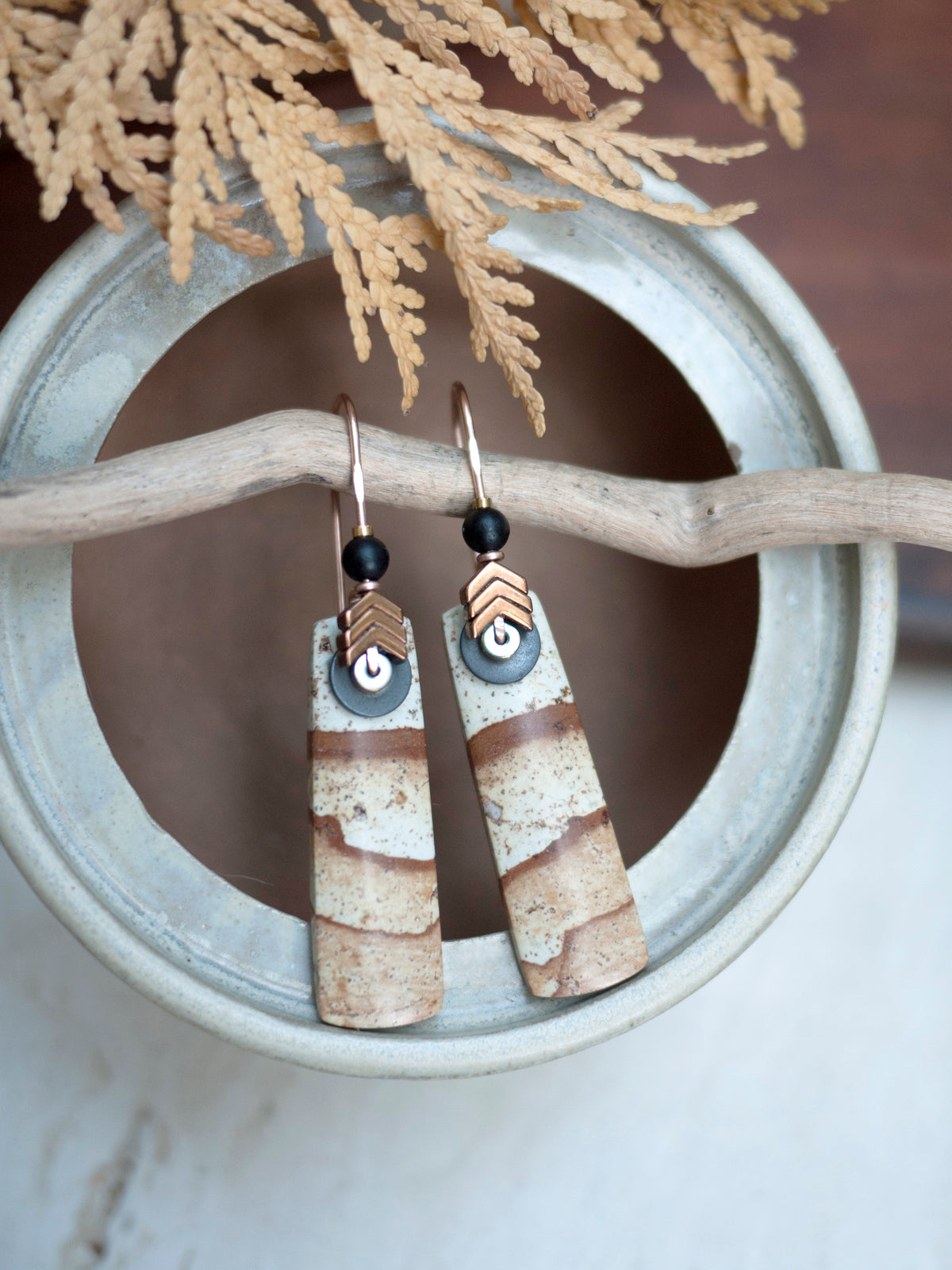 Picture Jasper Drop Earrings