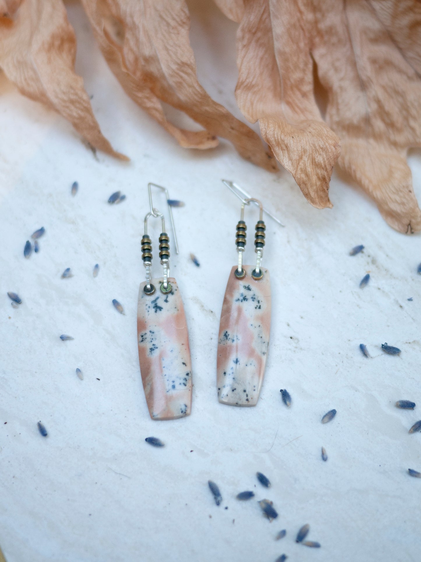 Pink Dendrite Dangle Earrings