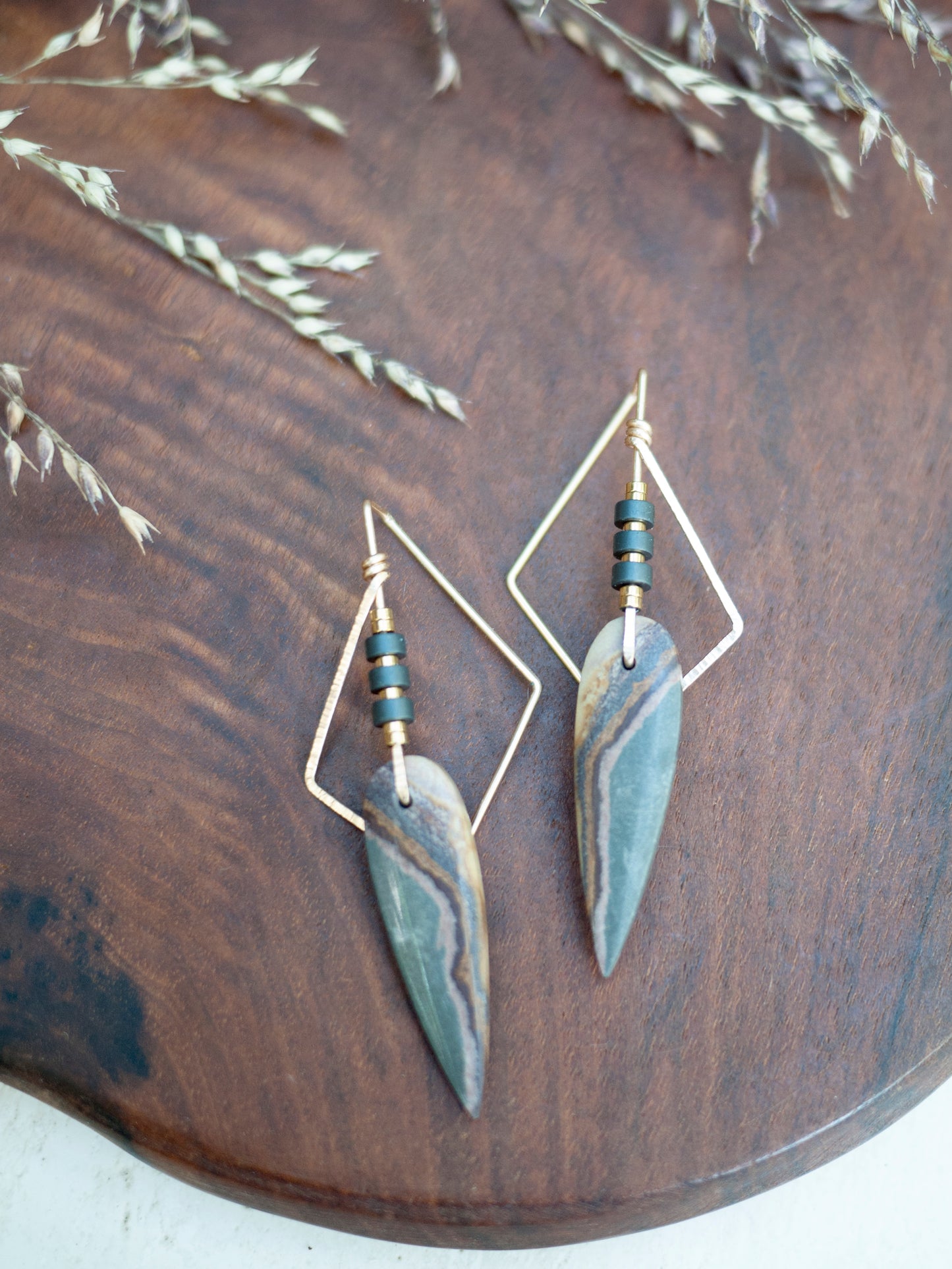 Angular Polychrome Jasper Earrings