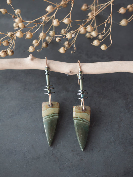 Polychrome Jasper Spear Drop Earrings