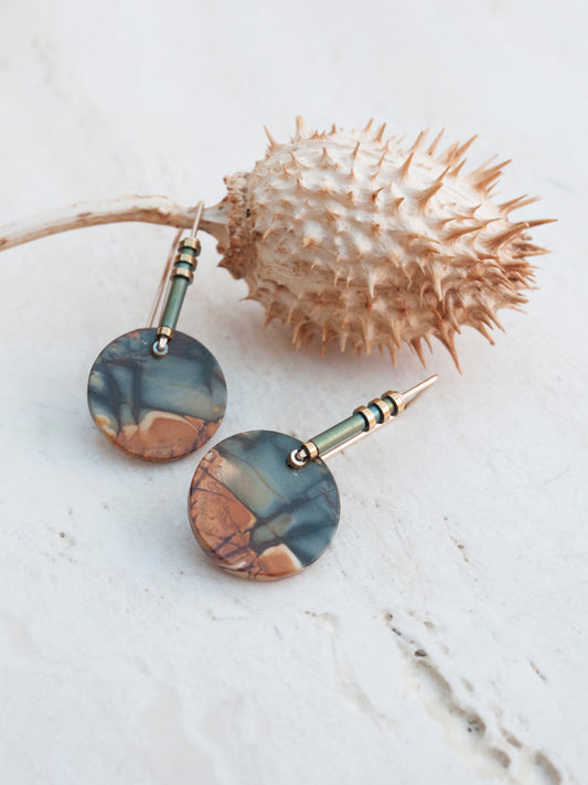 Minimal Red Creek Jasper Drop Earrings