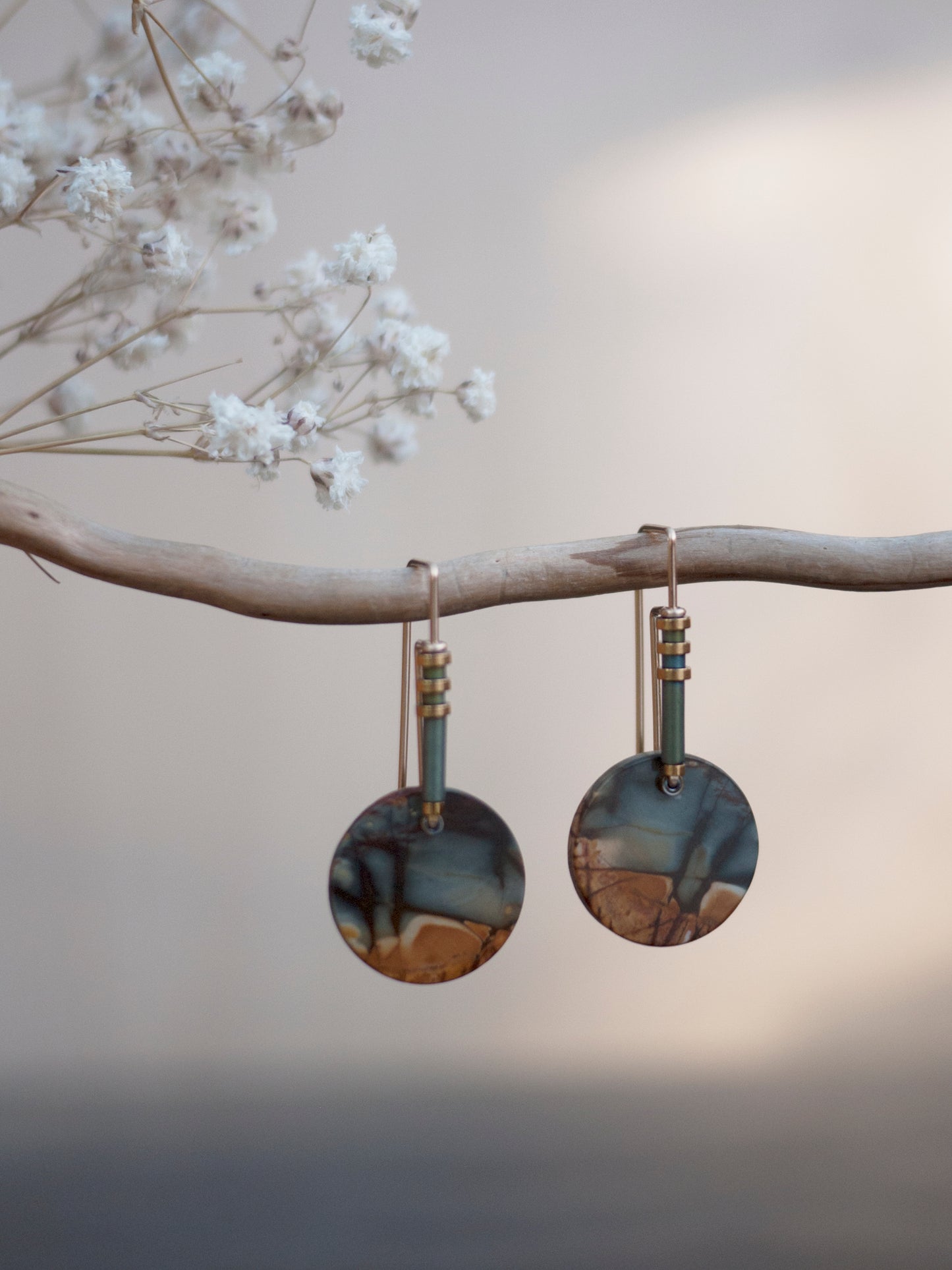 Minimal Red Creek Jasper Drop Earrings