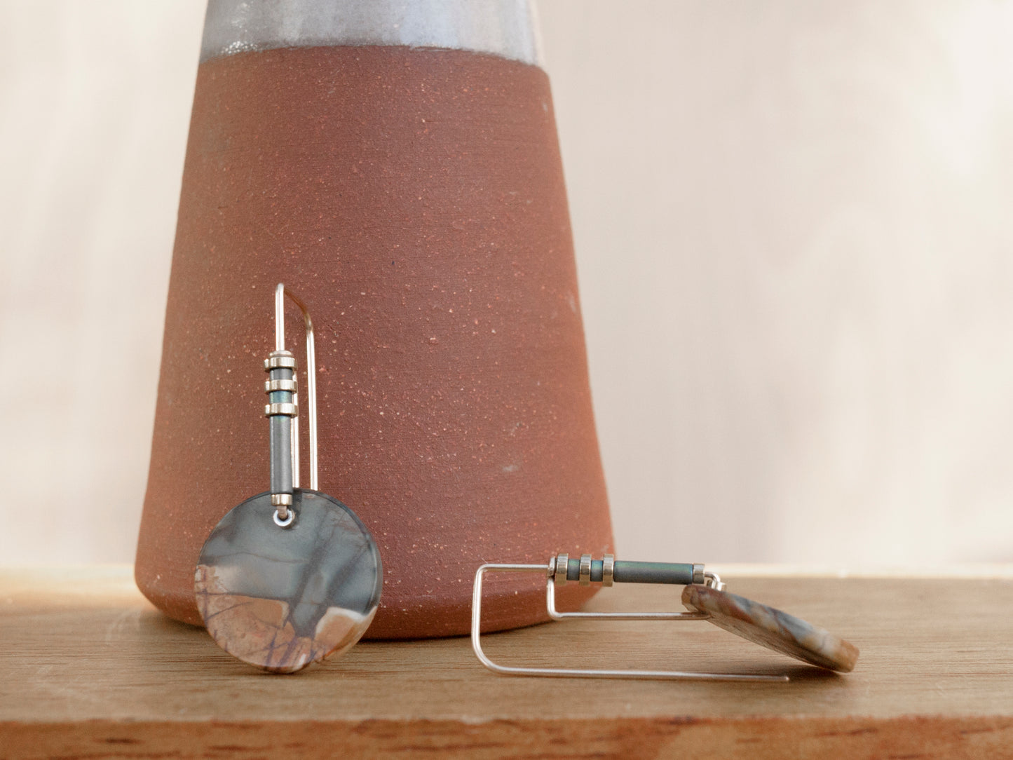 Minimal Red Creek Jasper Drop Earrings