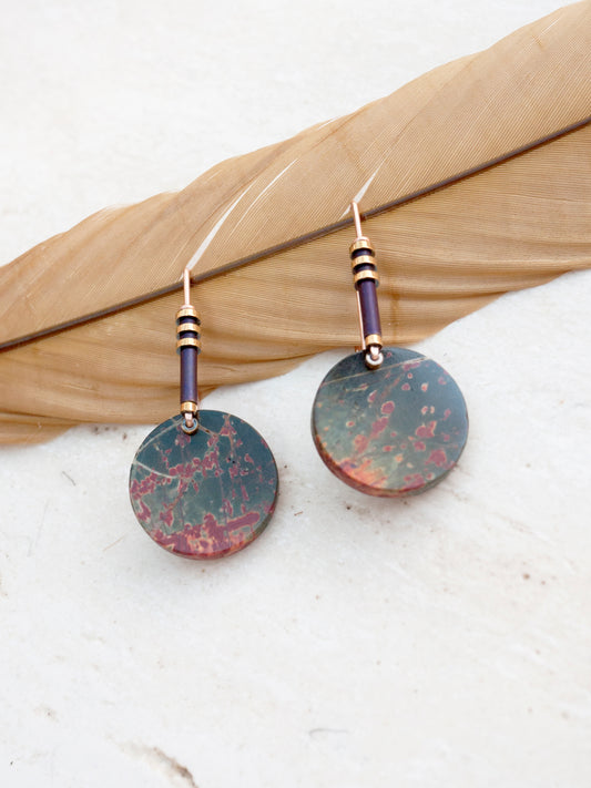 Minimal Red Creek Jasper Drop Earrings #2