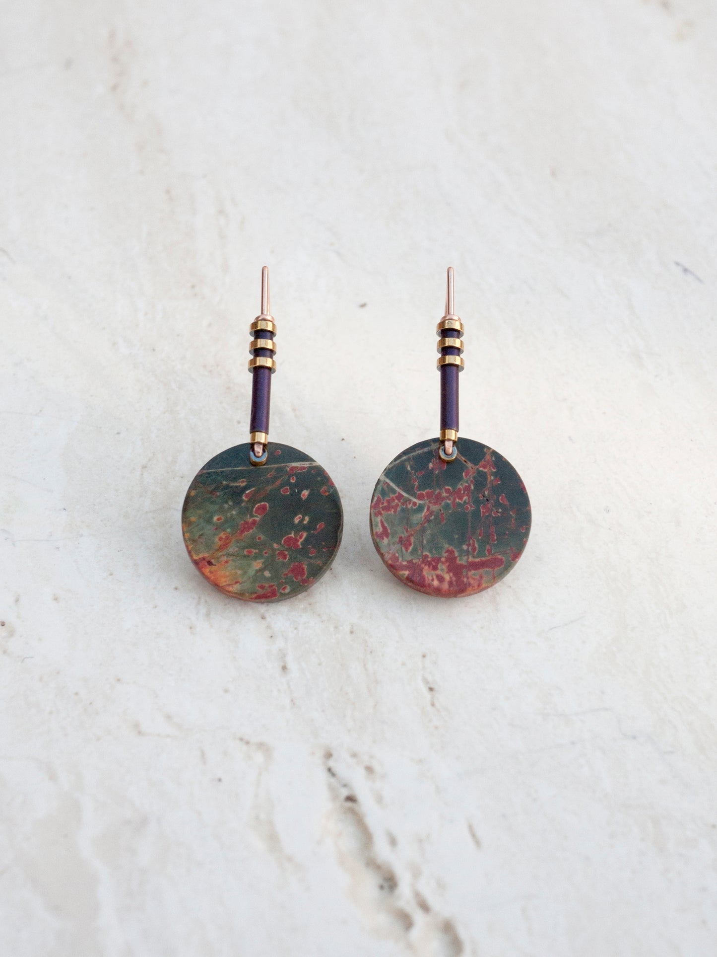 Minimal Red Creek Jasper Drop Earrings #2