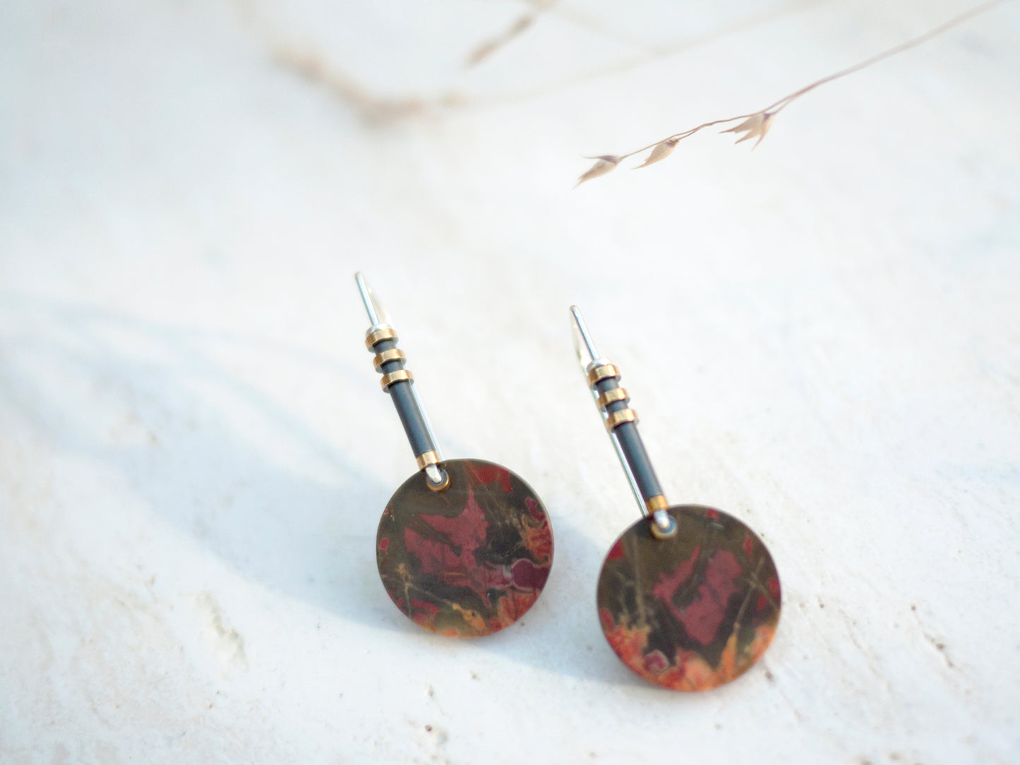 Minimal Red Creek Jasper Drop Earrings #3