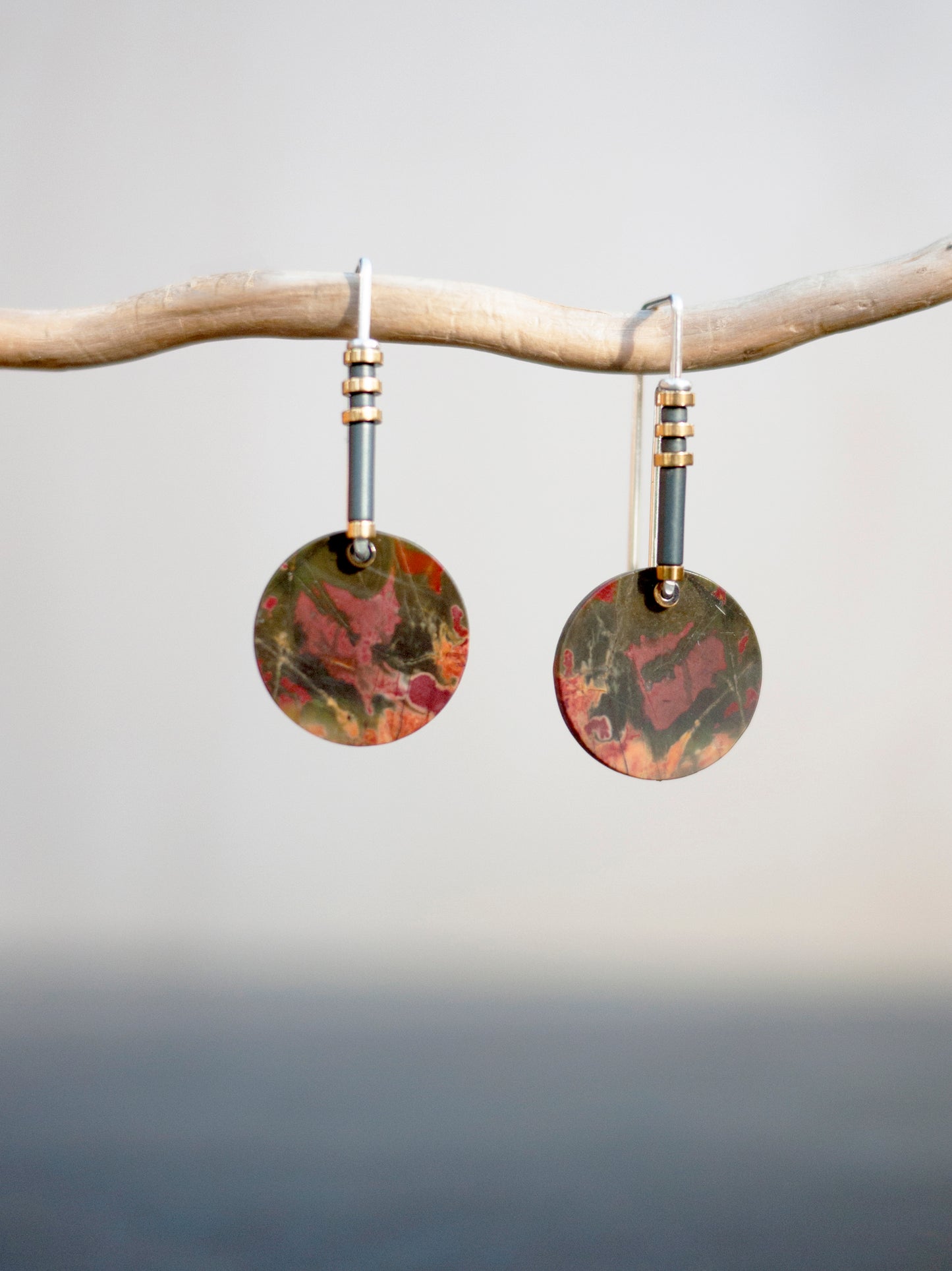 Minimal Red Creek Jasper Drop Earrings #3