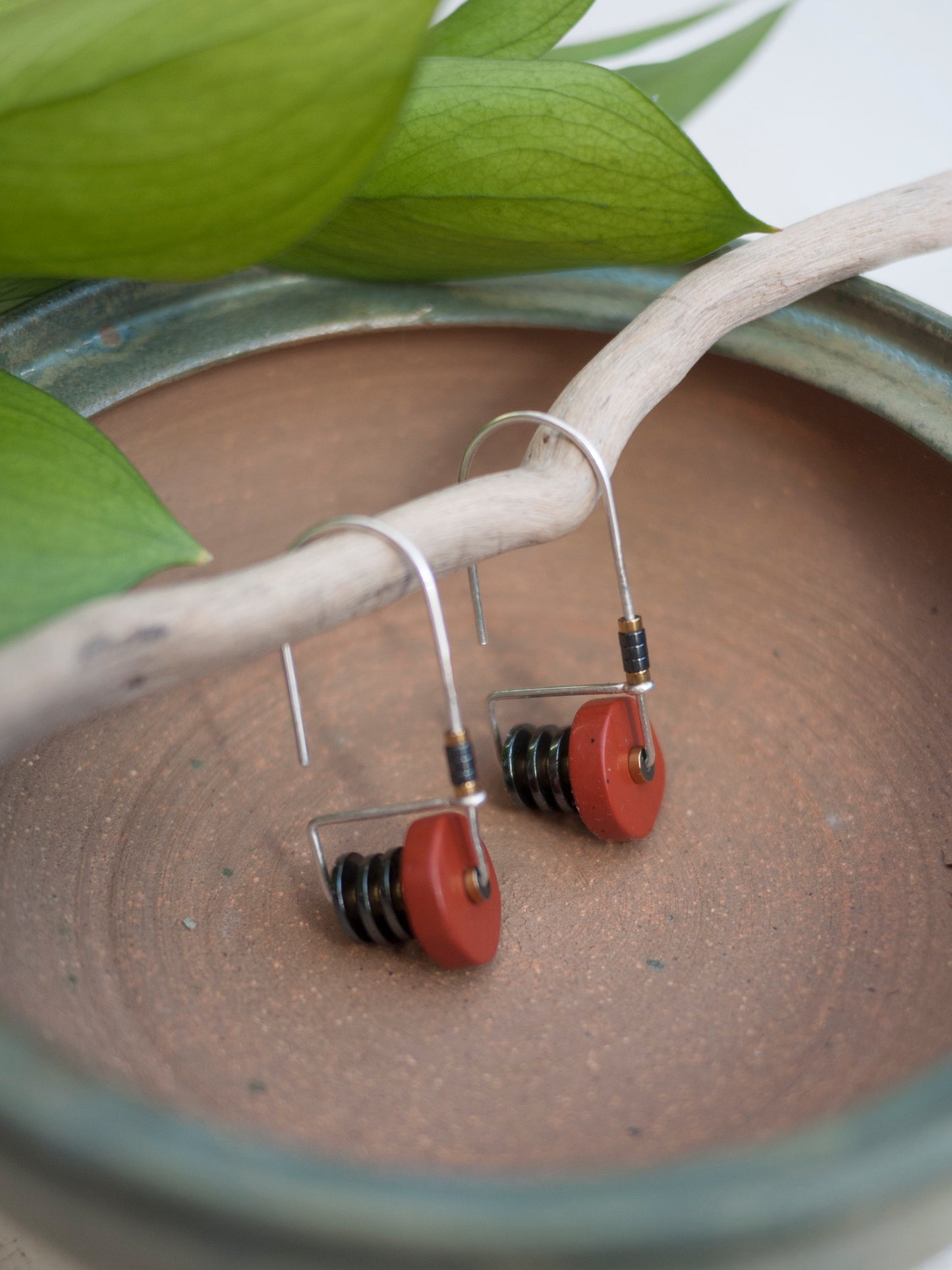 Red Jasper Circle Arch Earrings
