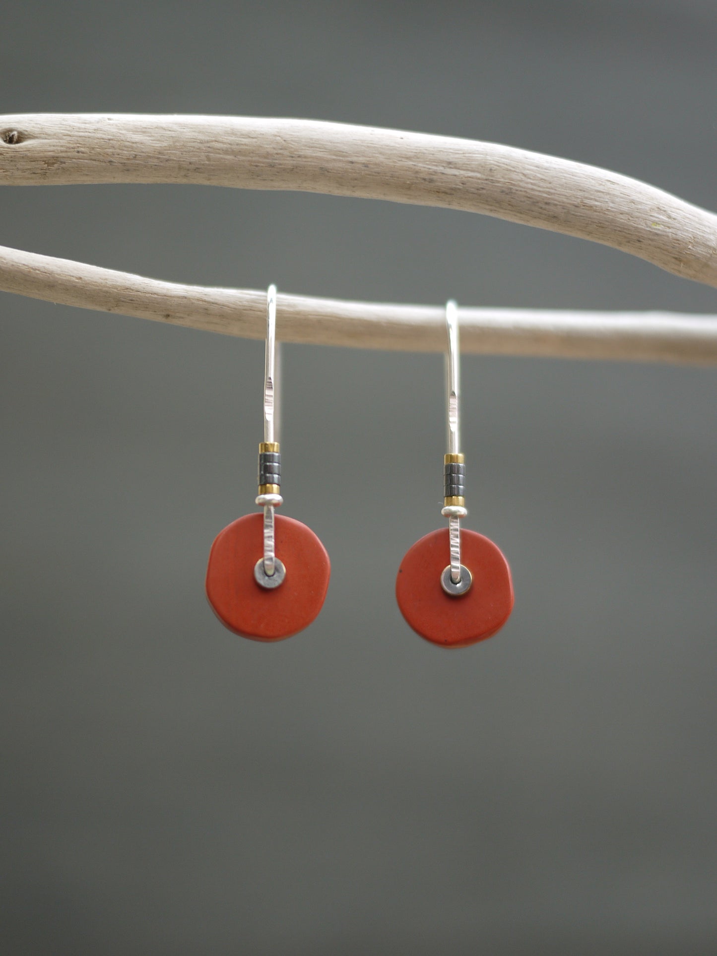 Red Jasper Circle Arch Earrings