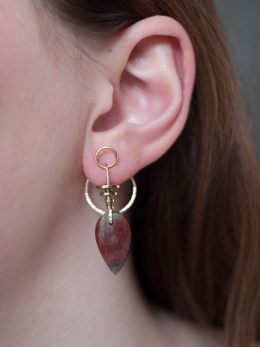 Red Moss Jasper Inverted Teardrop Ear Jacket