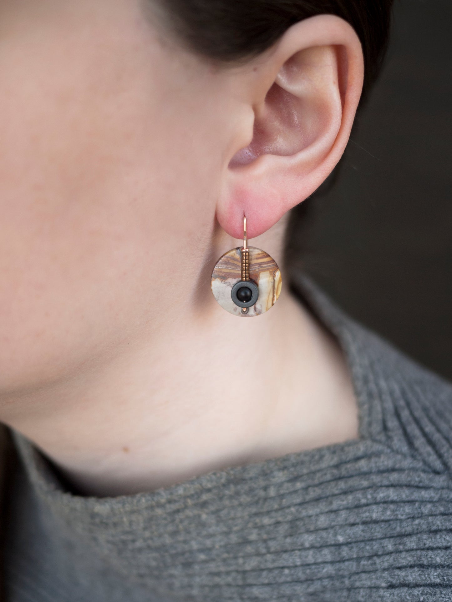 Red Creek Circle Motif Drop Earrings