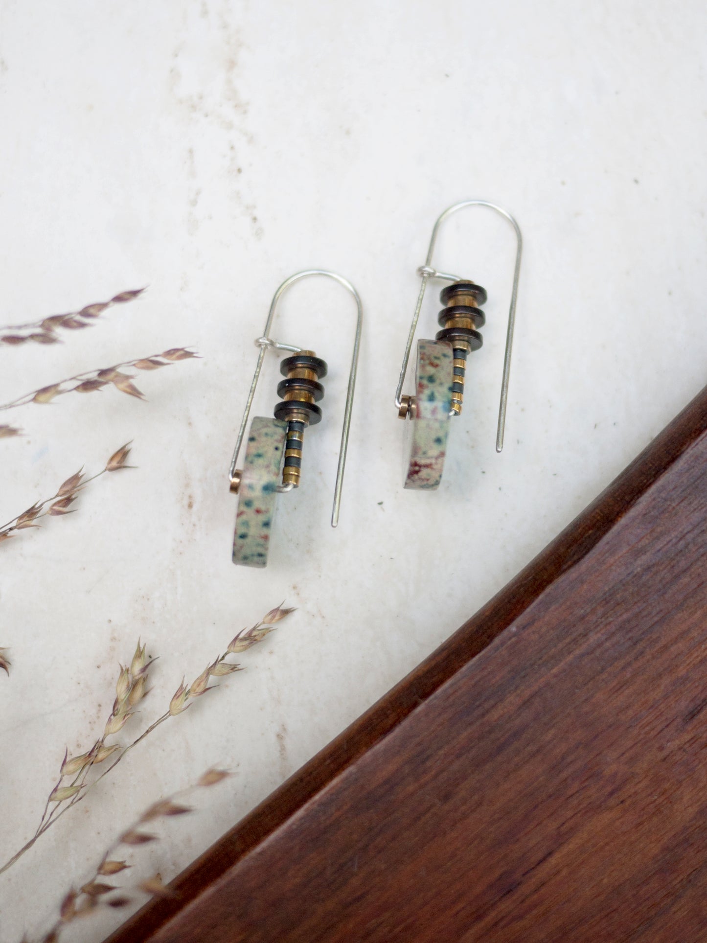 Forest Jasper Circle Drop Earrings