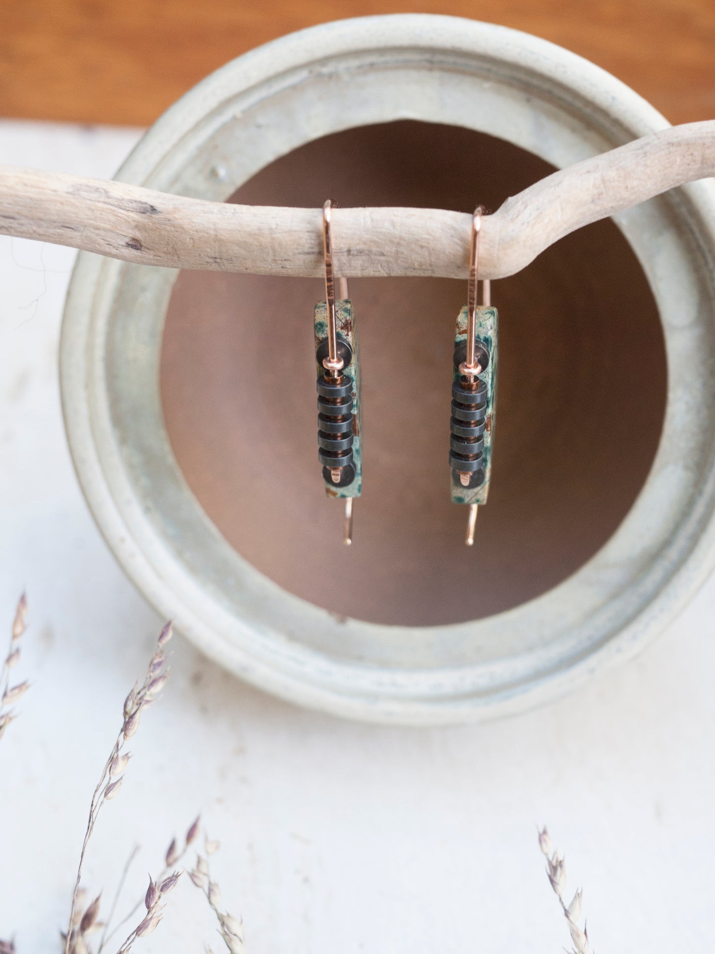 Half Moon River Jasper Sculptural Earrings