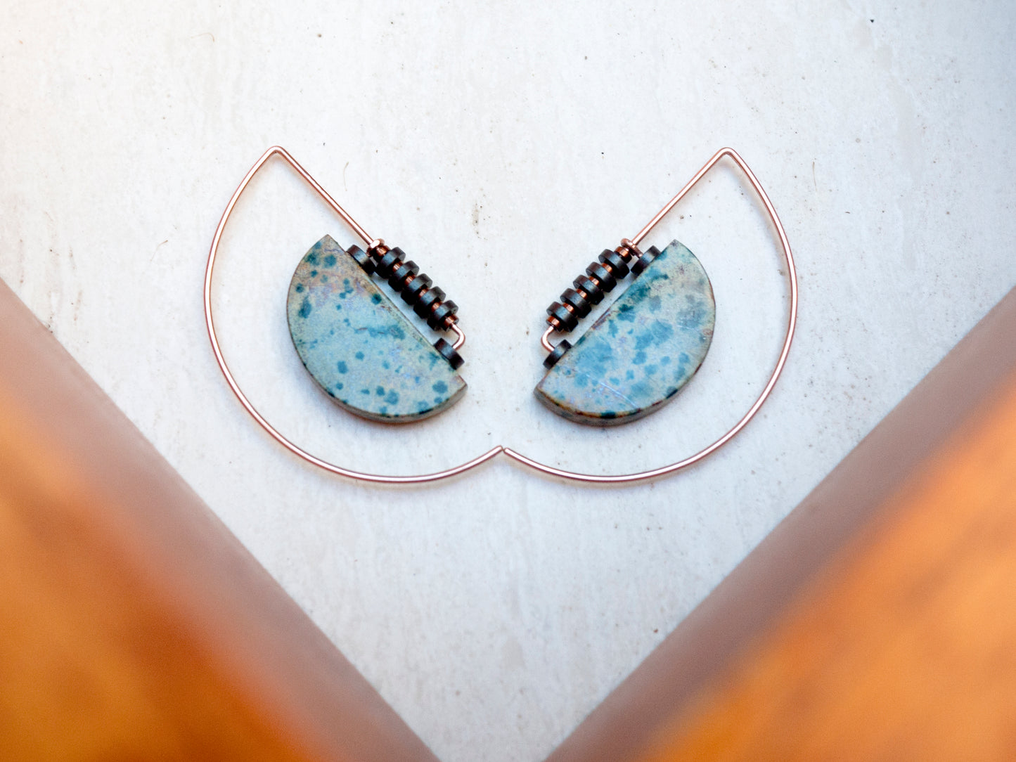 Half Moon River Jasper Sculptural Earrings