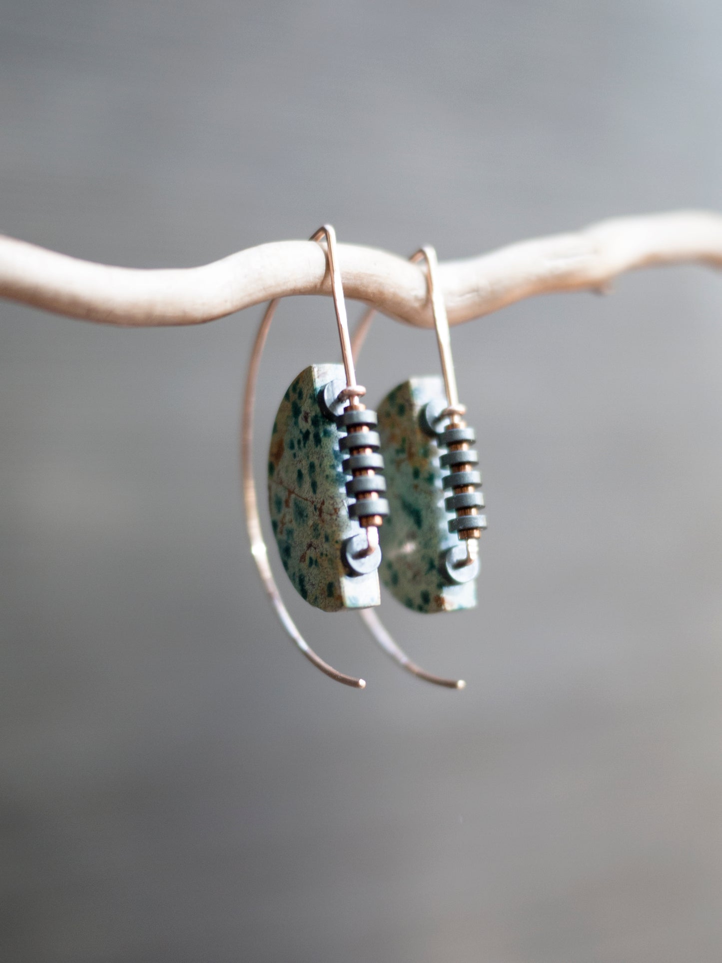 Half Moon River Jasper Sculptural Earrings
