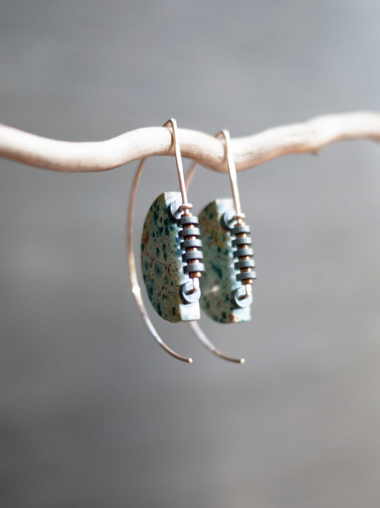 Half Moon River Jasper Sculptural Earrings