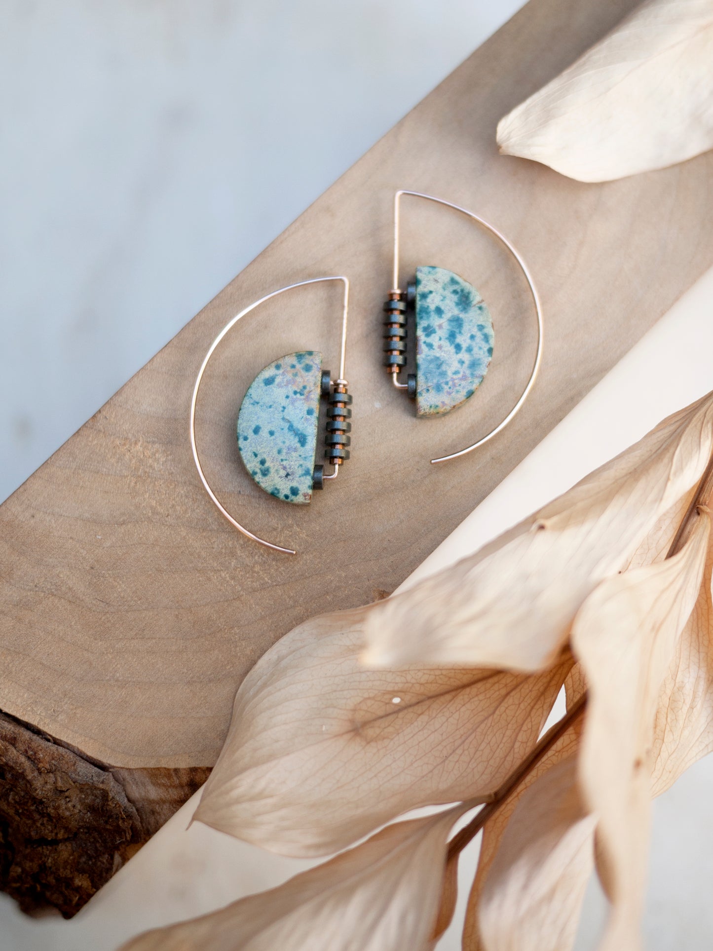 Half Moon River Jasper Sculptural Earrings