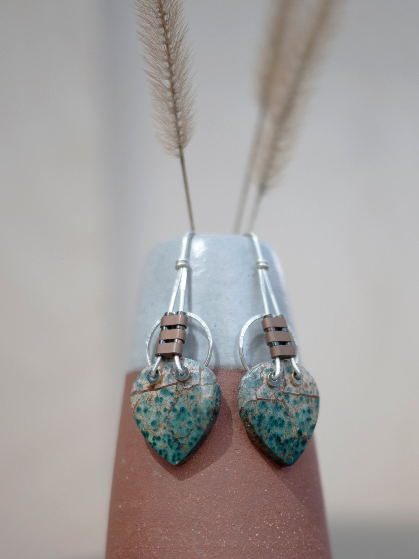 Forest Jasper Circle Drop Earrings