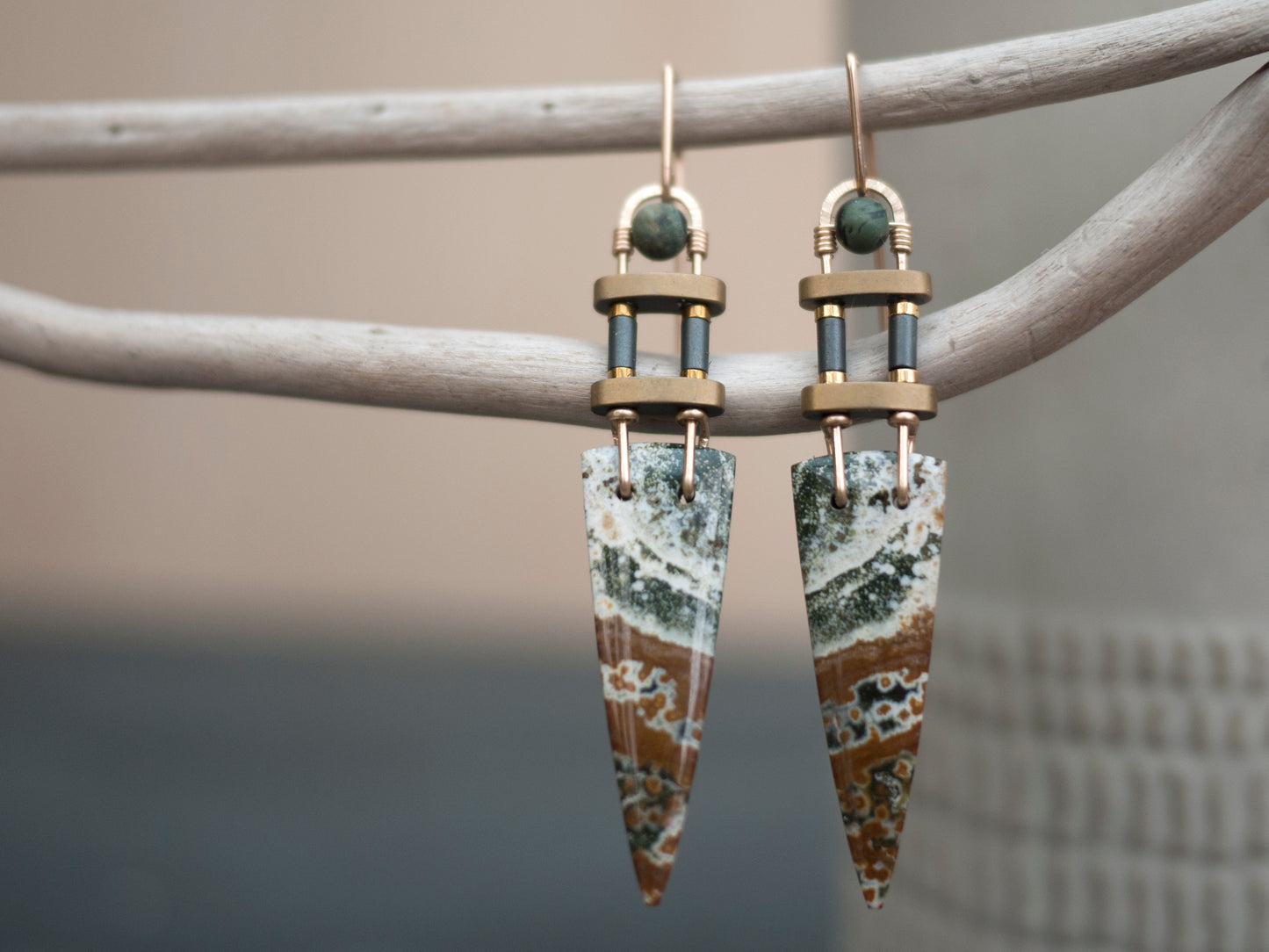 River Jasper Spear Dangle Earrings