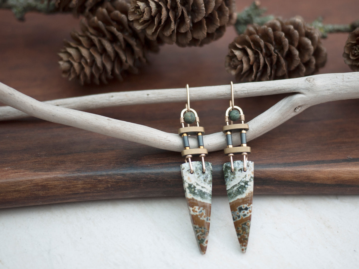 River Jasper Spear Dangle Earrings
