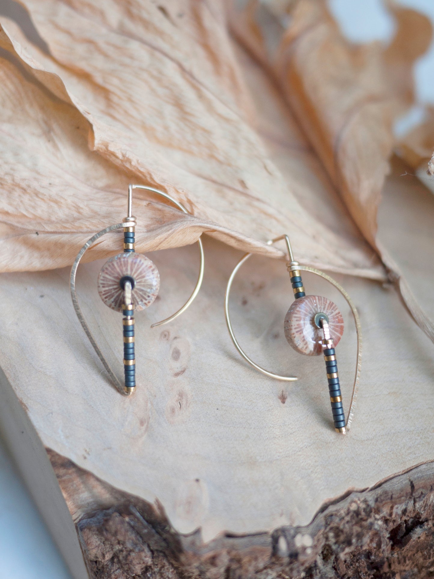 Sculptural Pink Fossil Coral Earrings