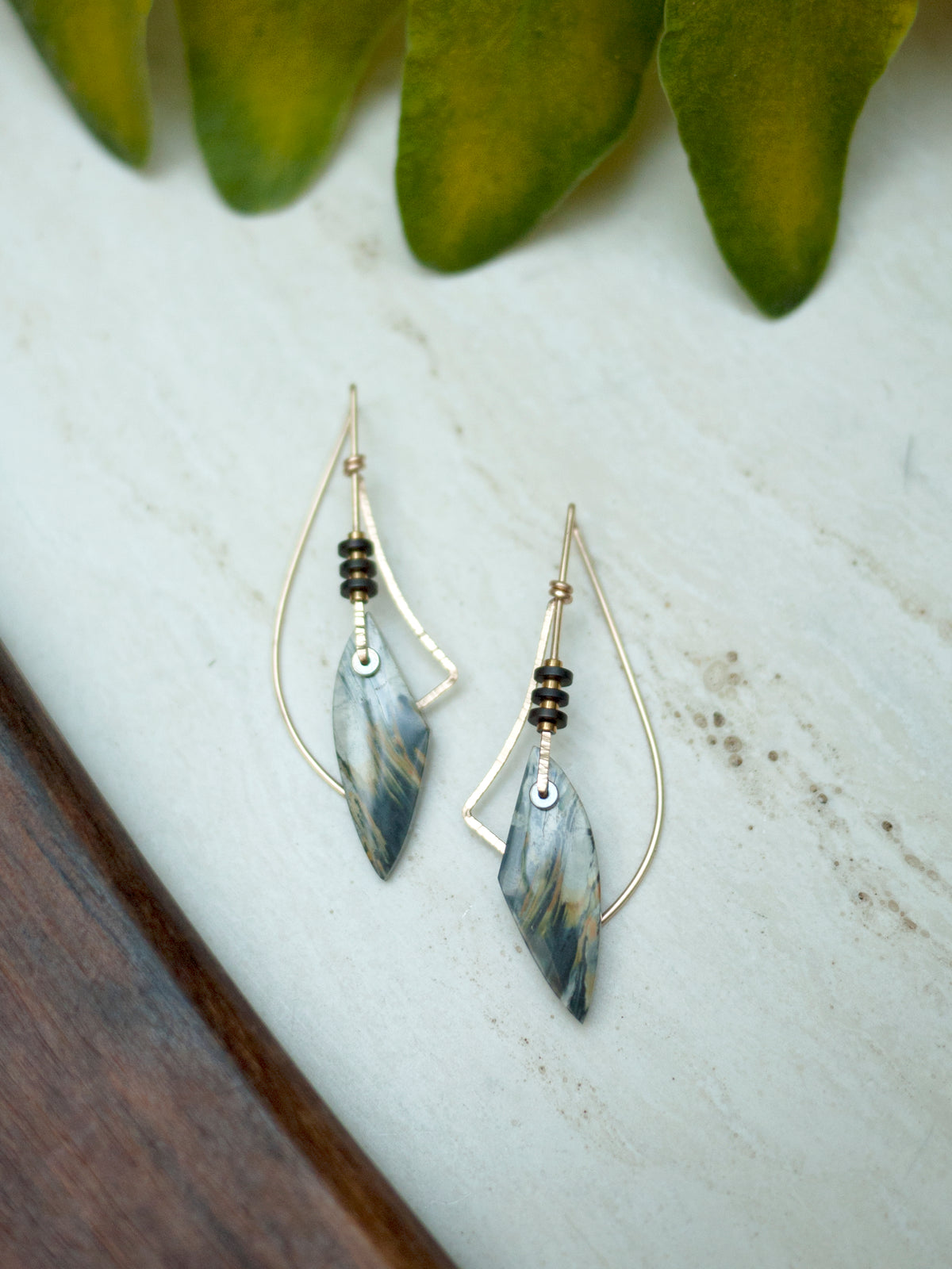 Abstract Sumatran Jasper Drop Earrings