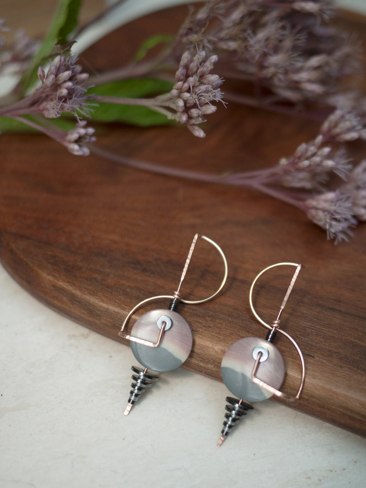 Polychrome Jasper Sculptural Spiral Drop Earrings