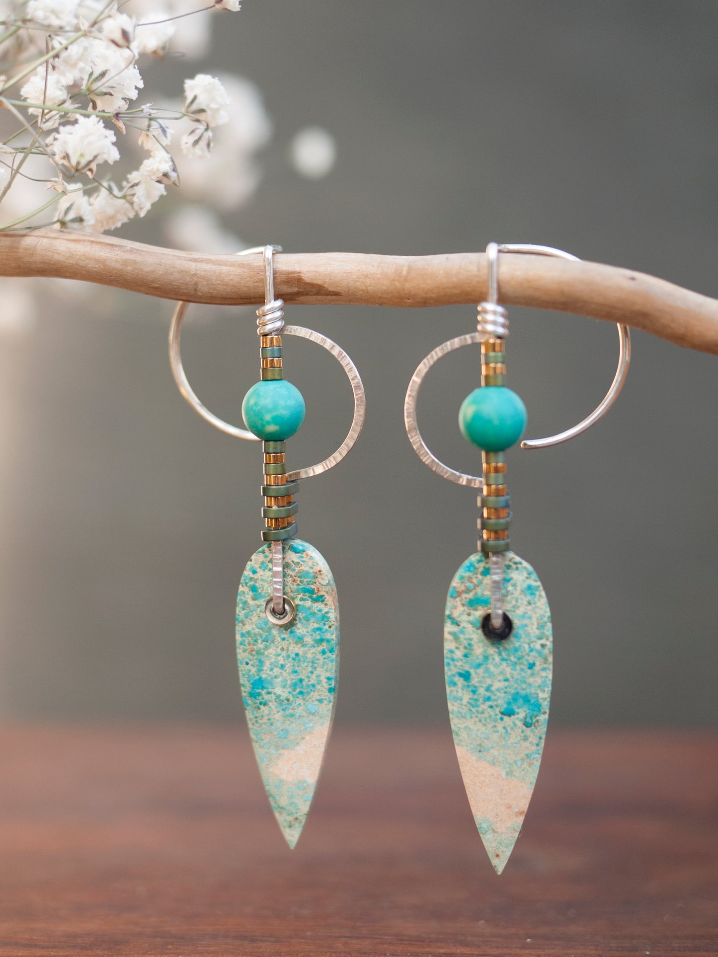 Long Sea Sediment Jasper Earrings