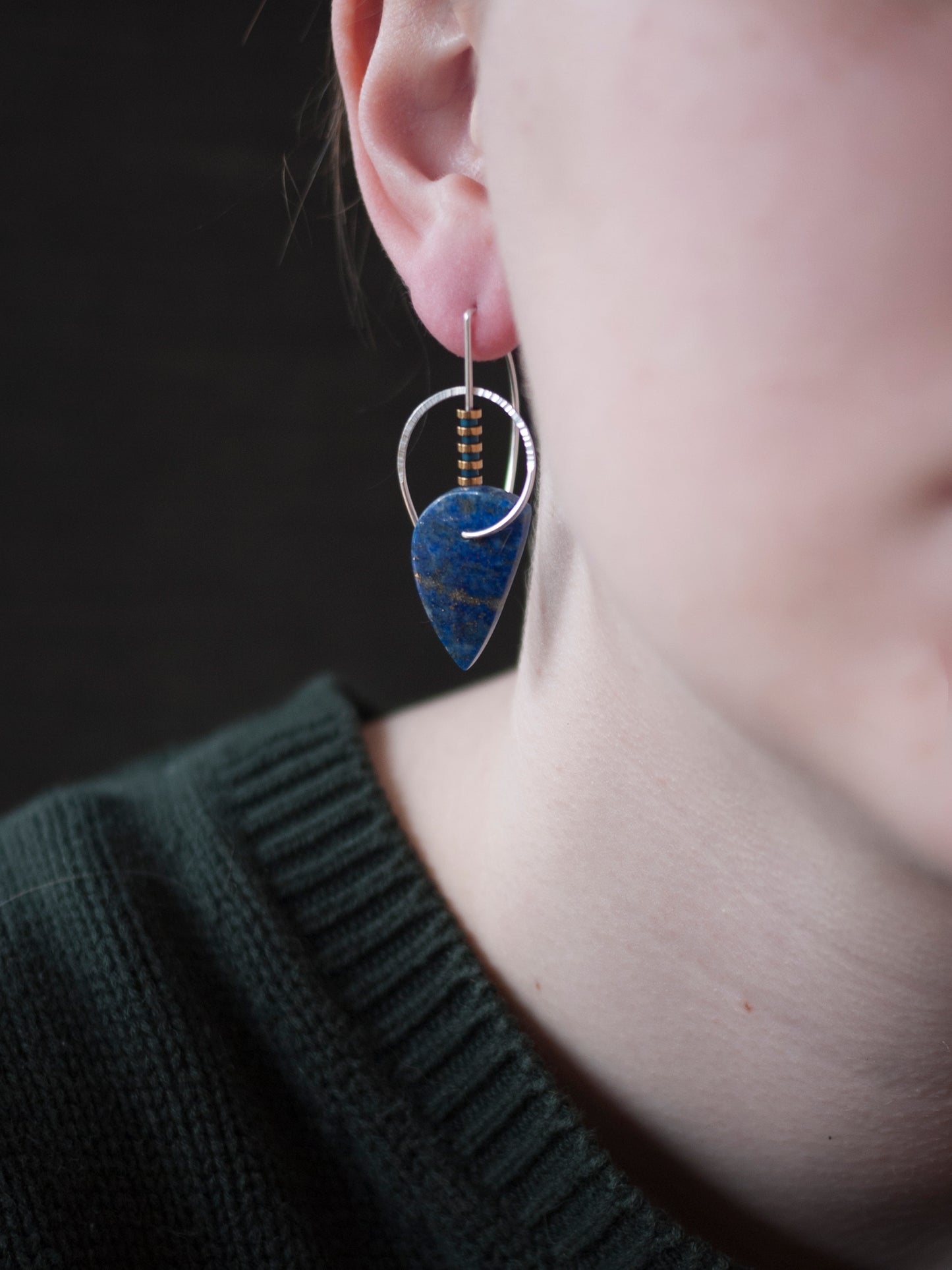 Sculptural Lapis Drop Earrings