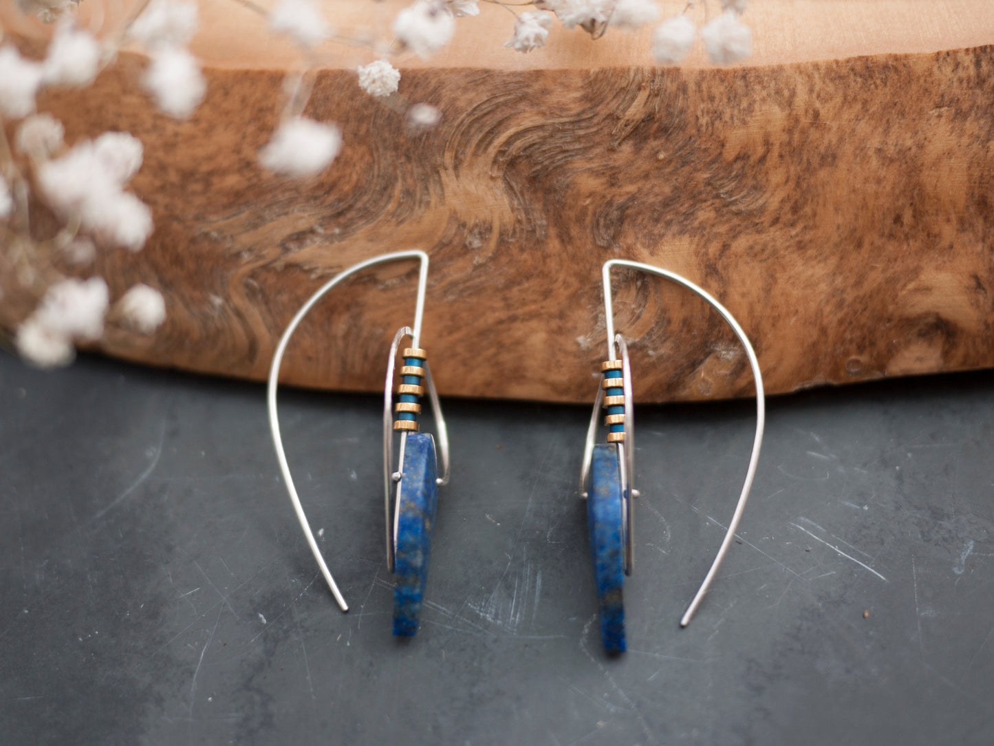 Sculptural Lapis Drop Earrings