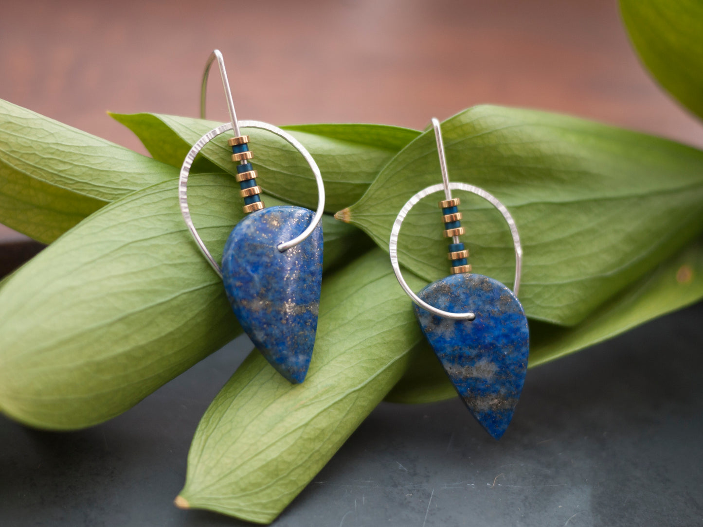 Sculptural Lapis Drop Earrings