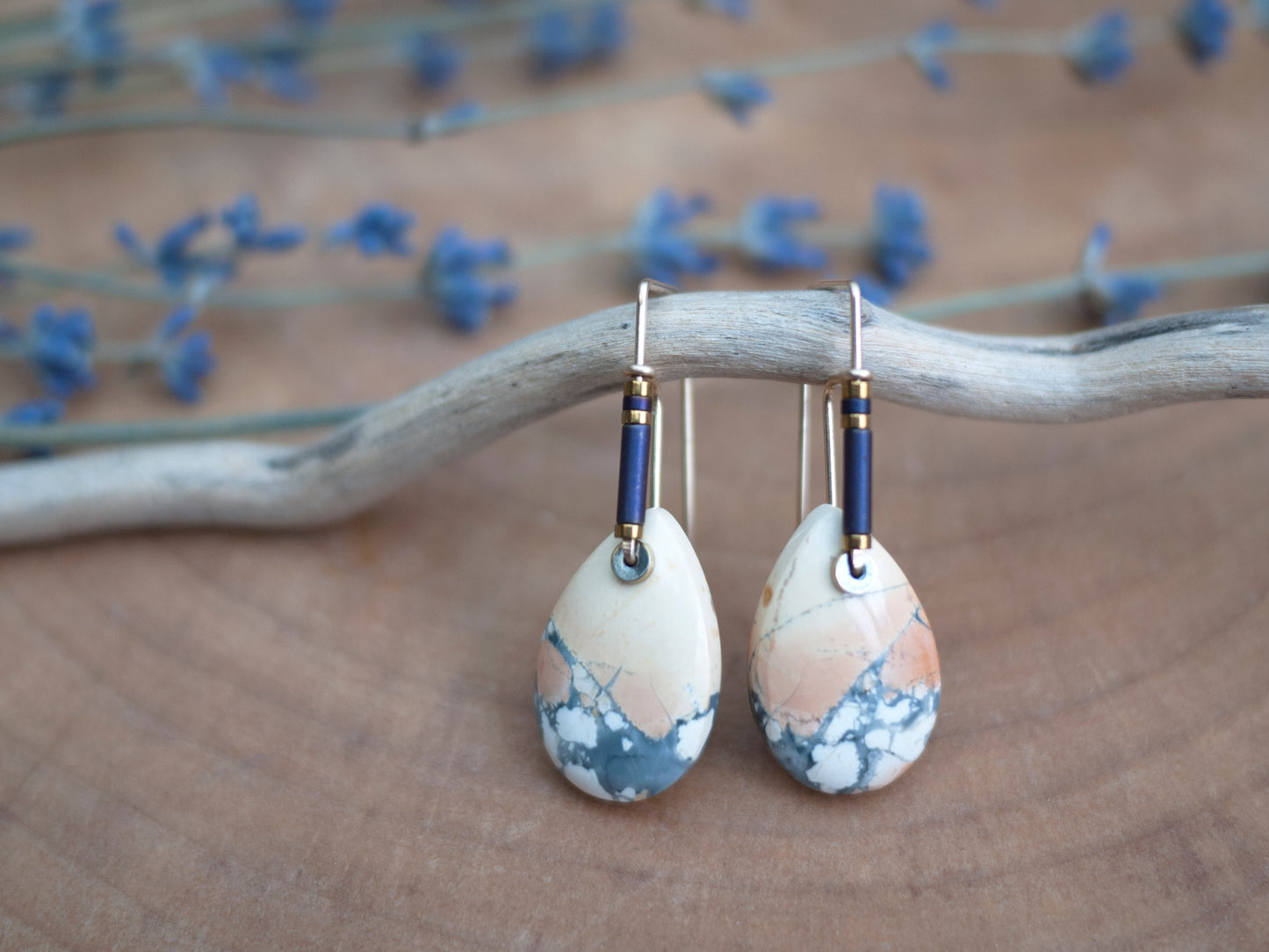 Simple Maligano Jasper Teardrop Earrings