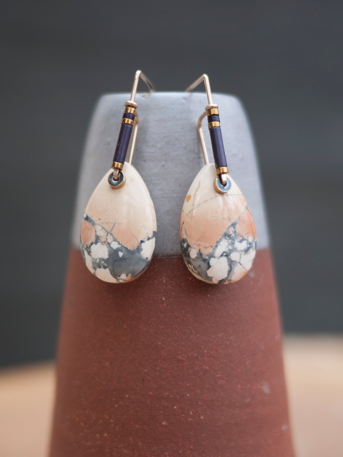 Simple Maligano Jasper Teardrop Earrings