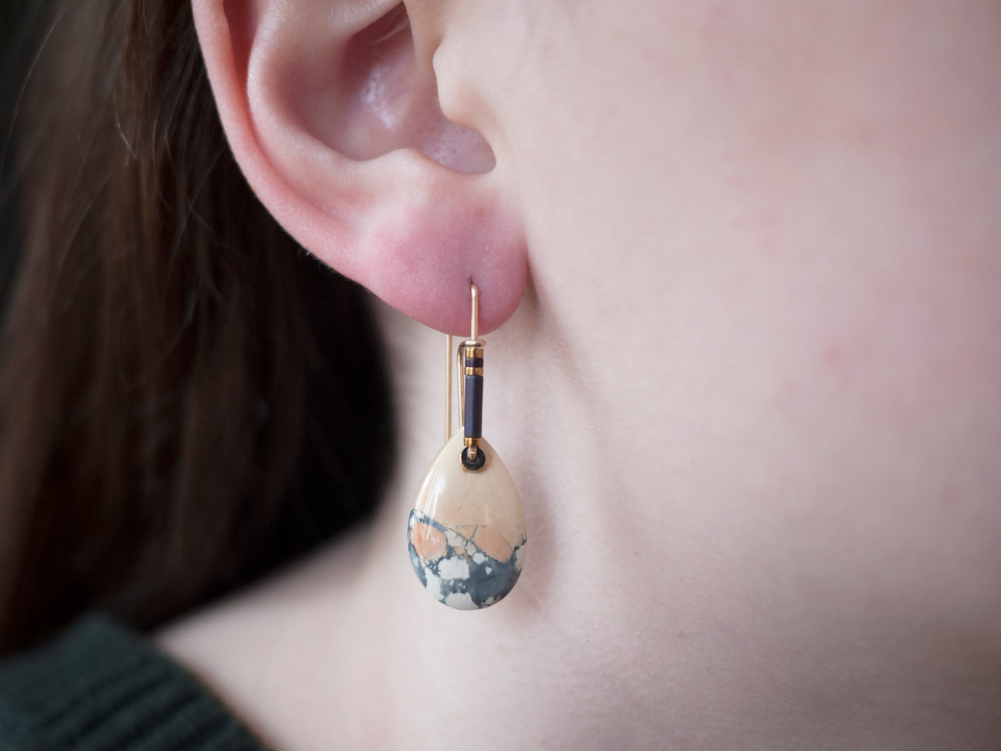 Simple Maligano Jasper Teardrop Earrings