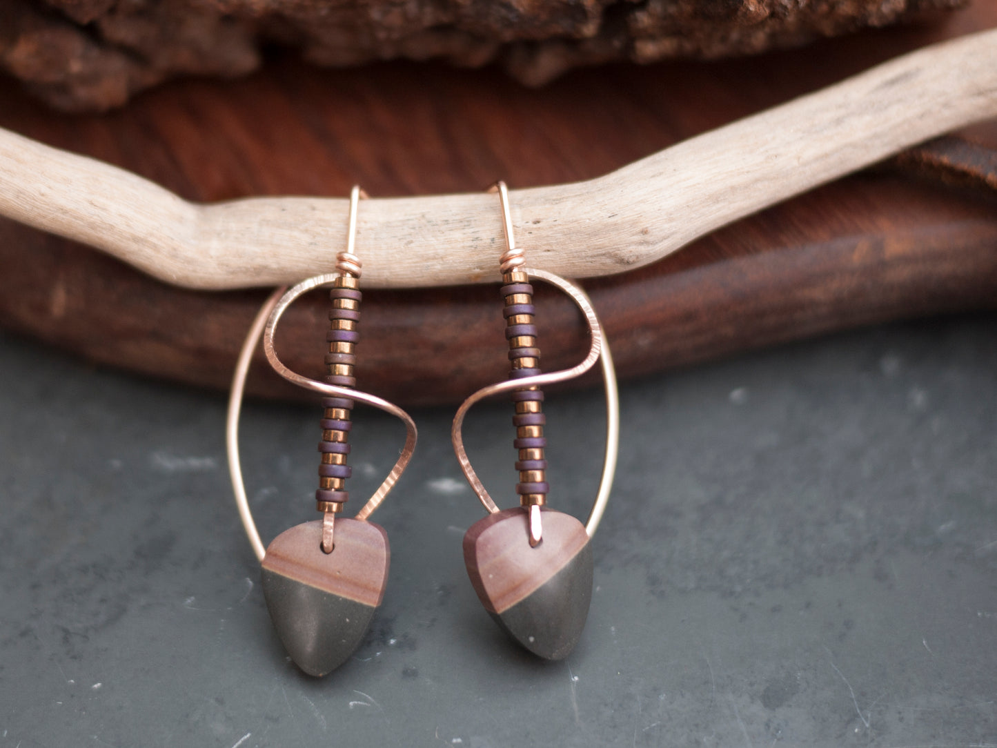 Polychrome Jasper Spiral Drop Earrings