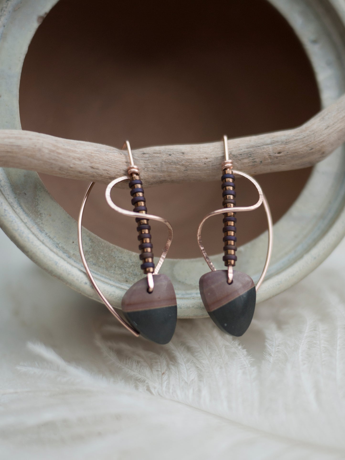 Polychrome Jasper Spiral Drop Earrings