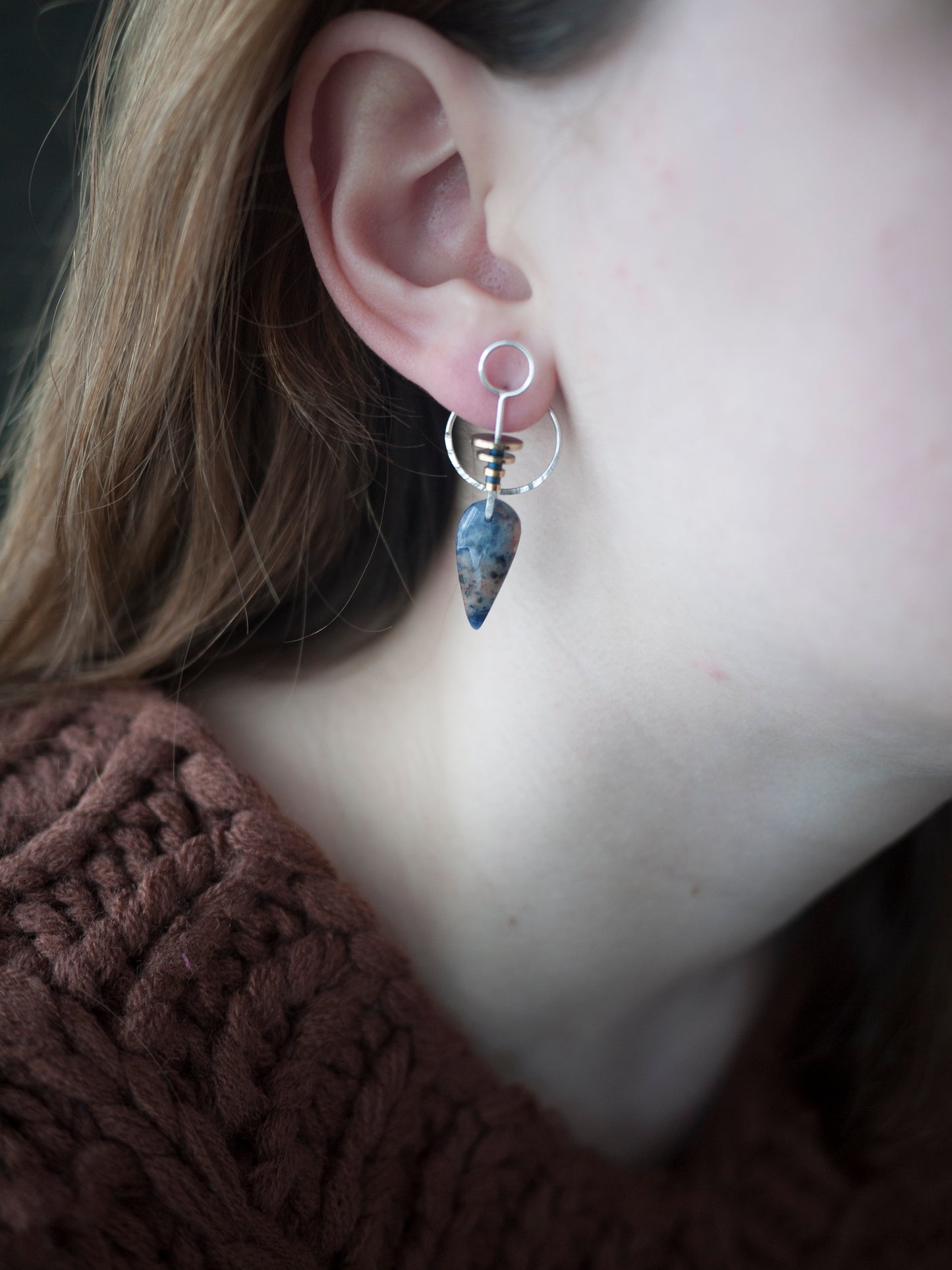 Inverted Teardrop Sodalite Ear Jackets