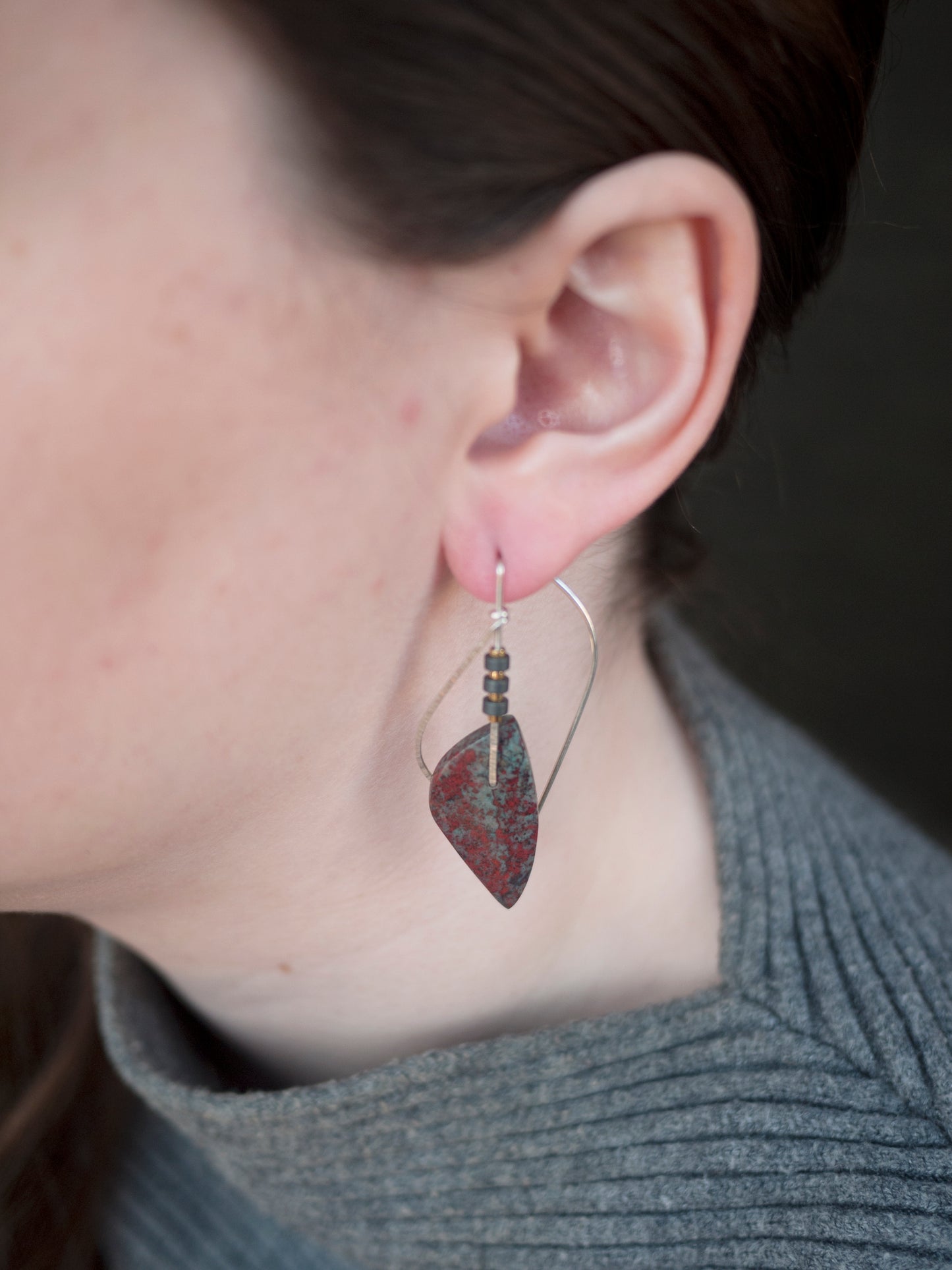 Sonora Sunrise Chrysocolla Sculptural Leaf Earrings