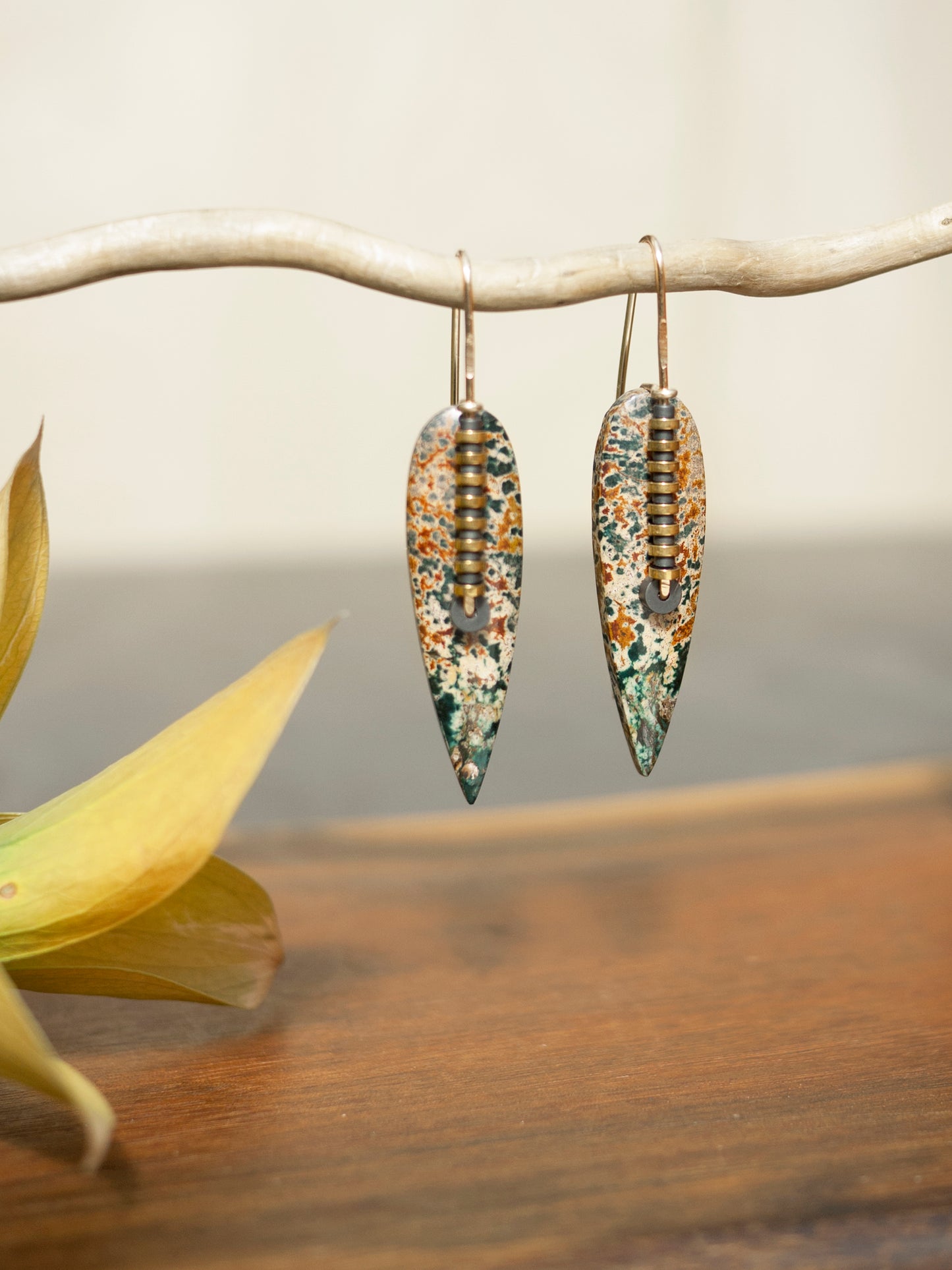 Forest Jasper Spear Earrings
