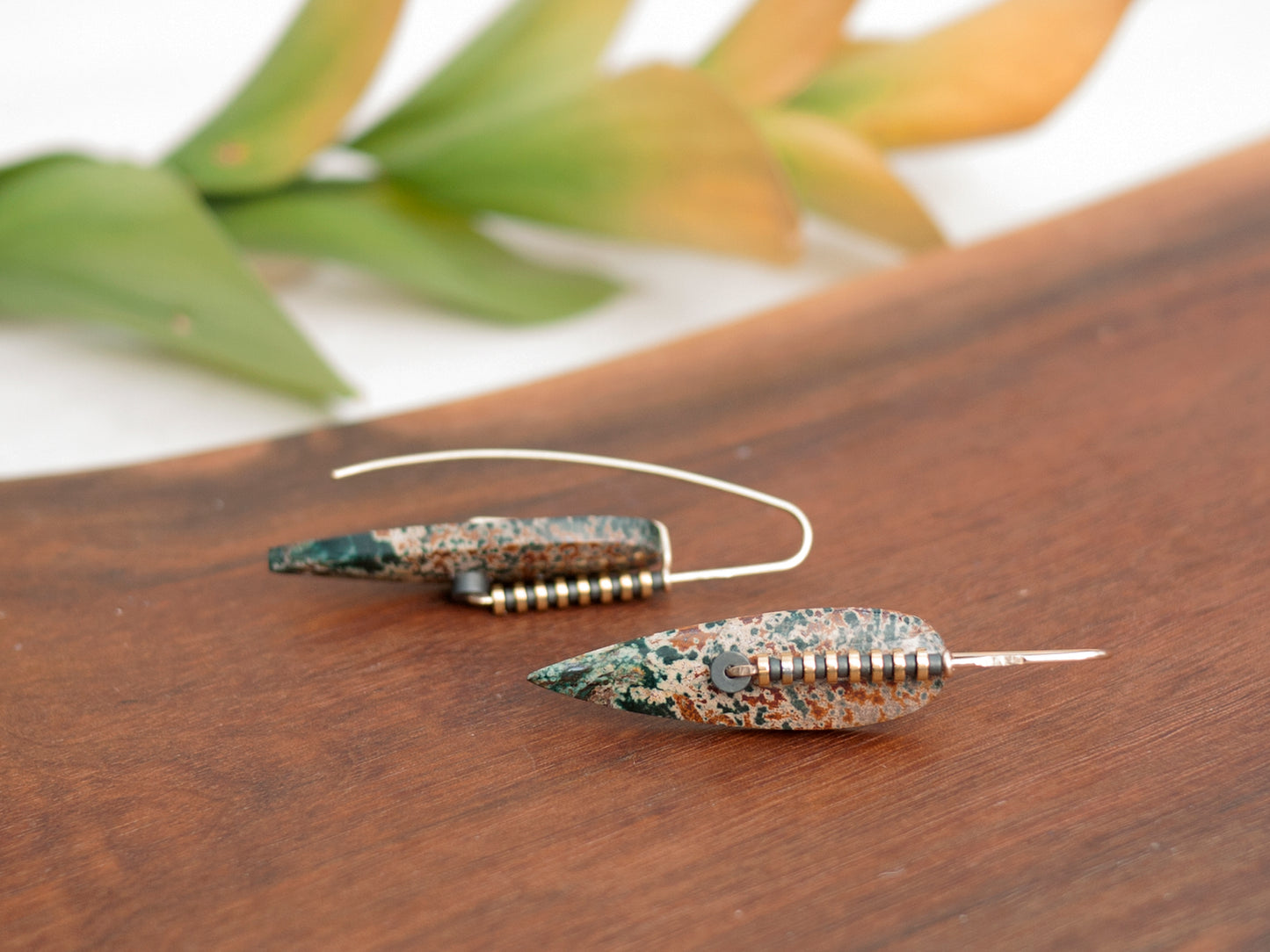 Forest Jasper Spear Earrings